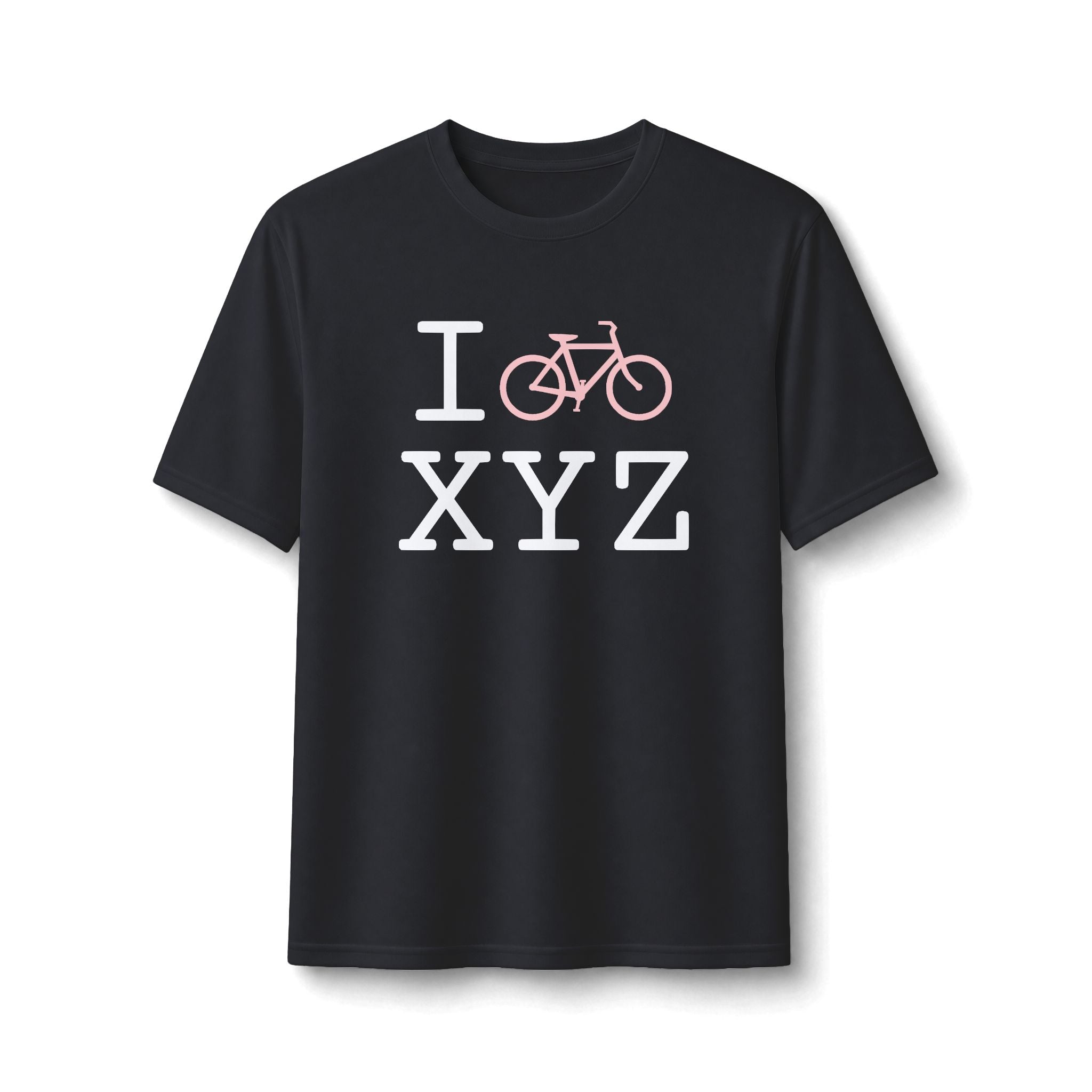 "I Bike ___" athletic T, pink bike