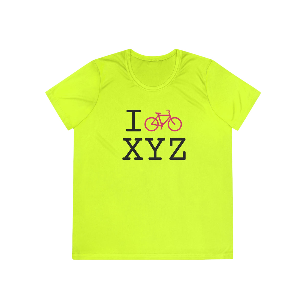 I Bike women's athletic T, hot pink bike