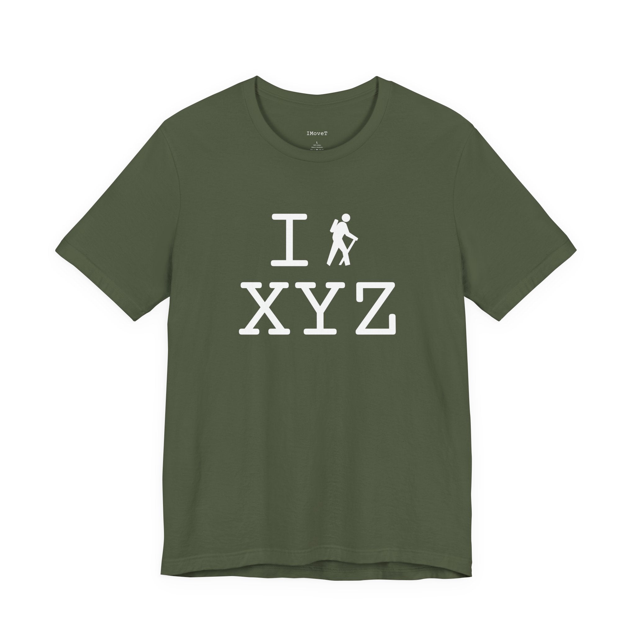 I Hike ___ unisex T, white hiker