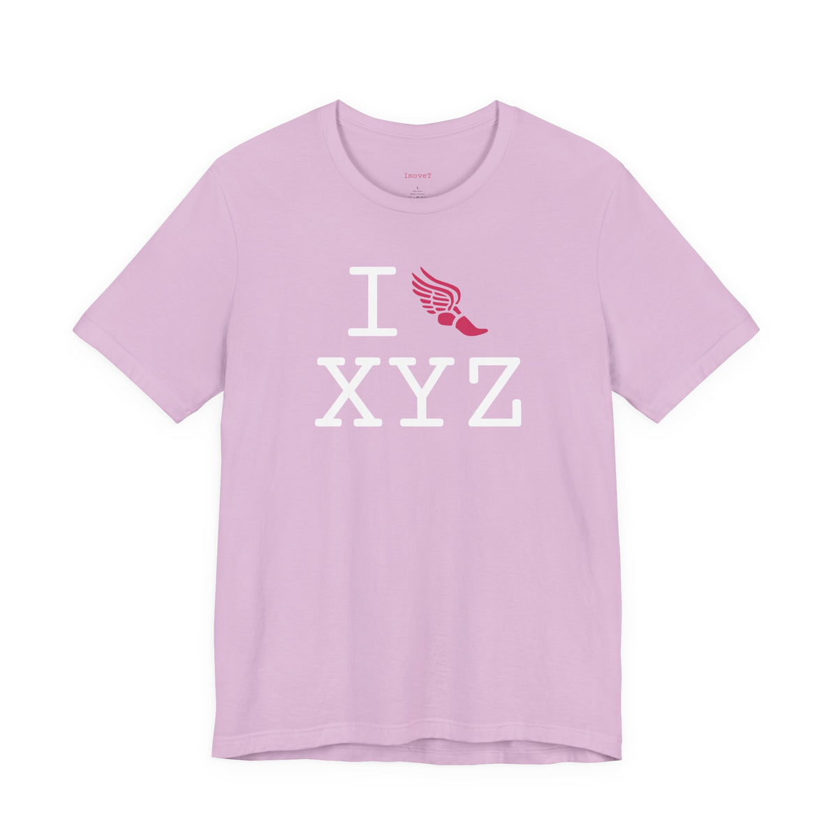 I Run unisex T, hot pink logo
