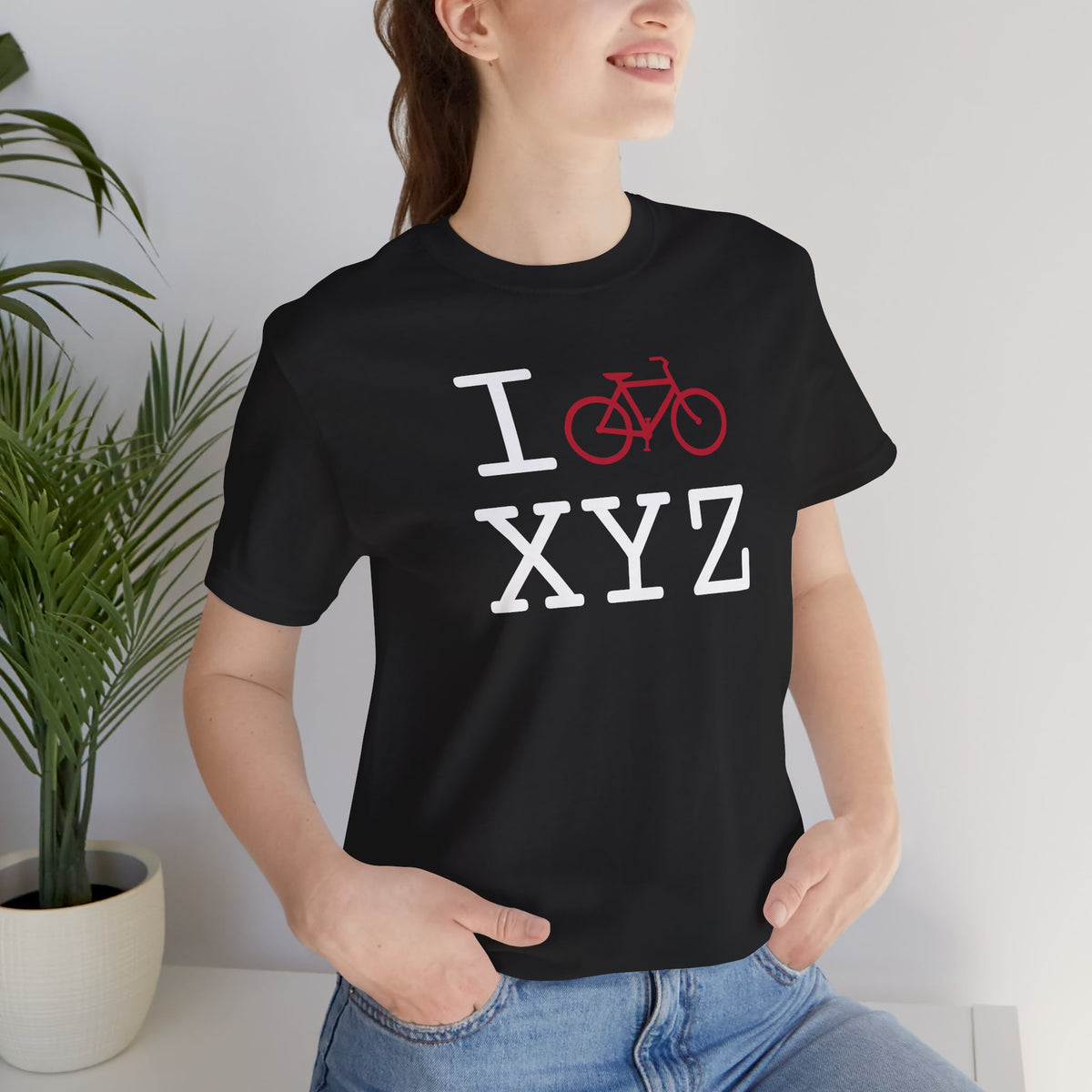I Bike unisex T, crimson bike