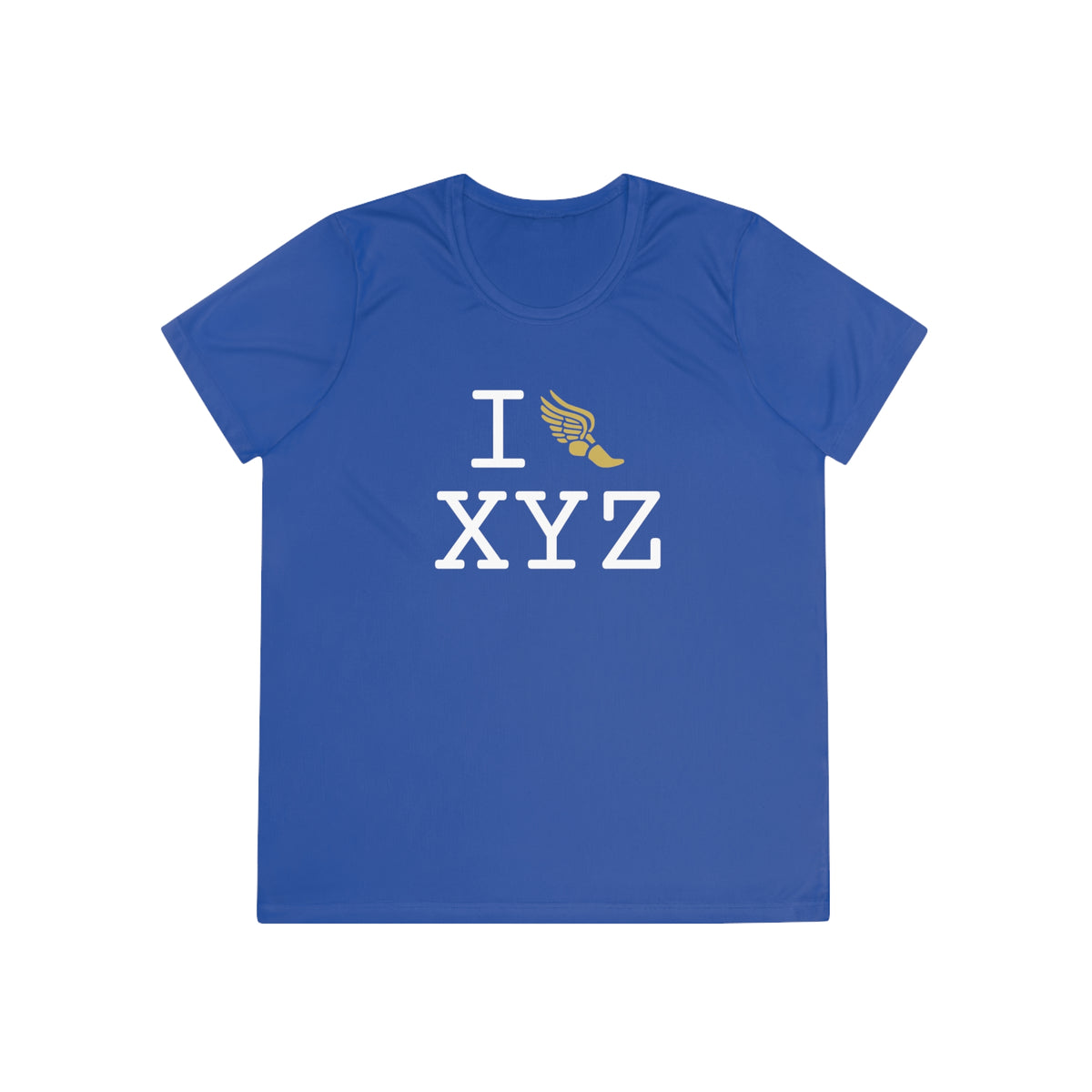 I Run women's athletic T, gold logo