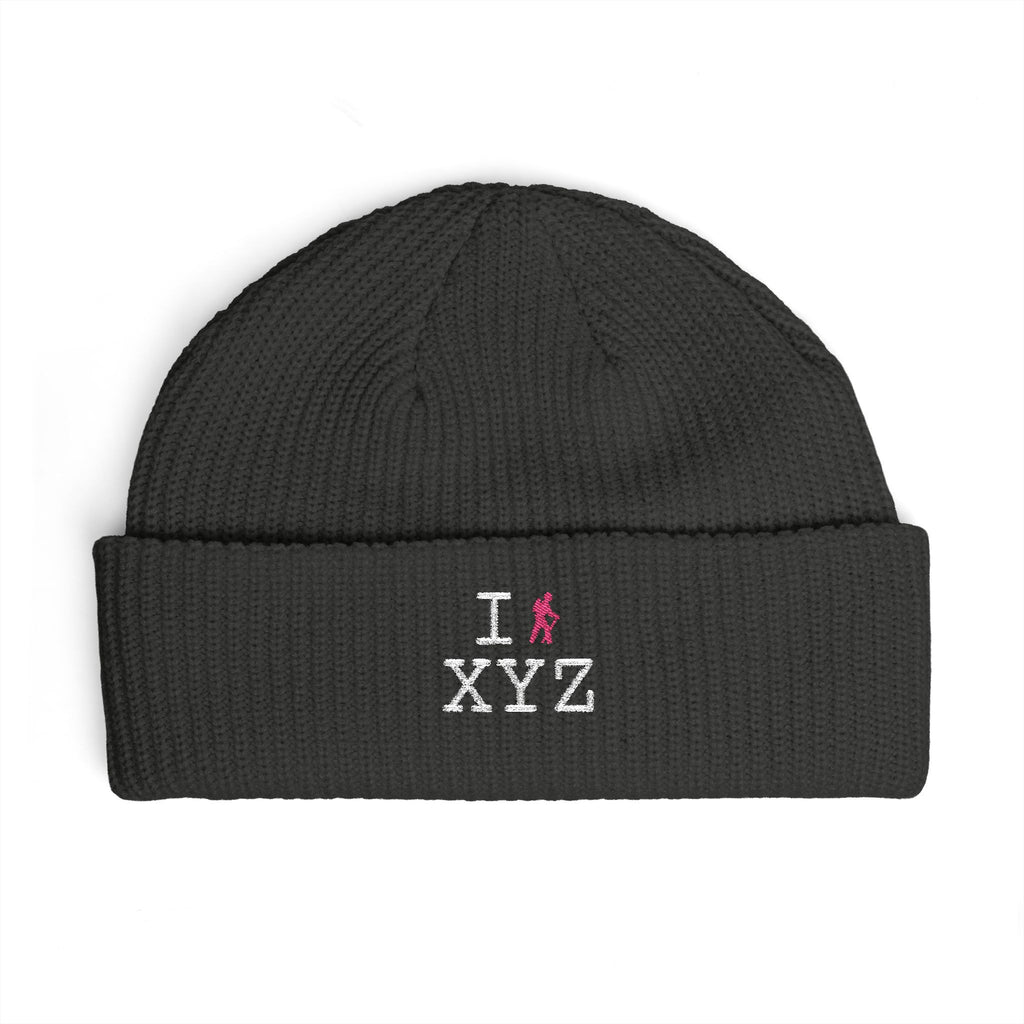 I Hike beanie, pink hiker