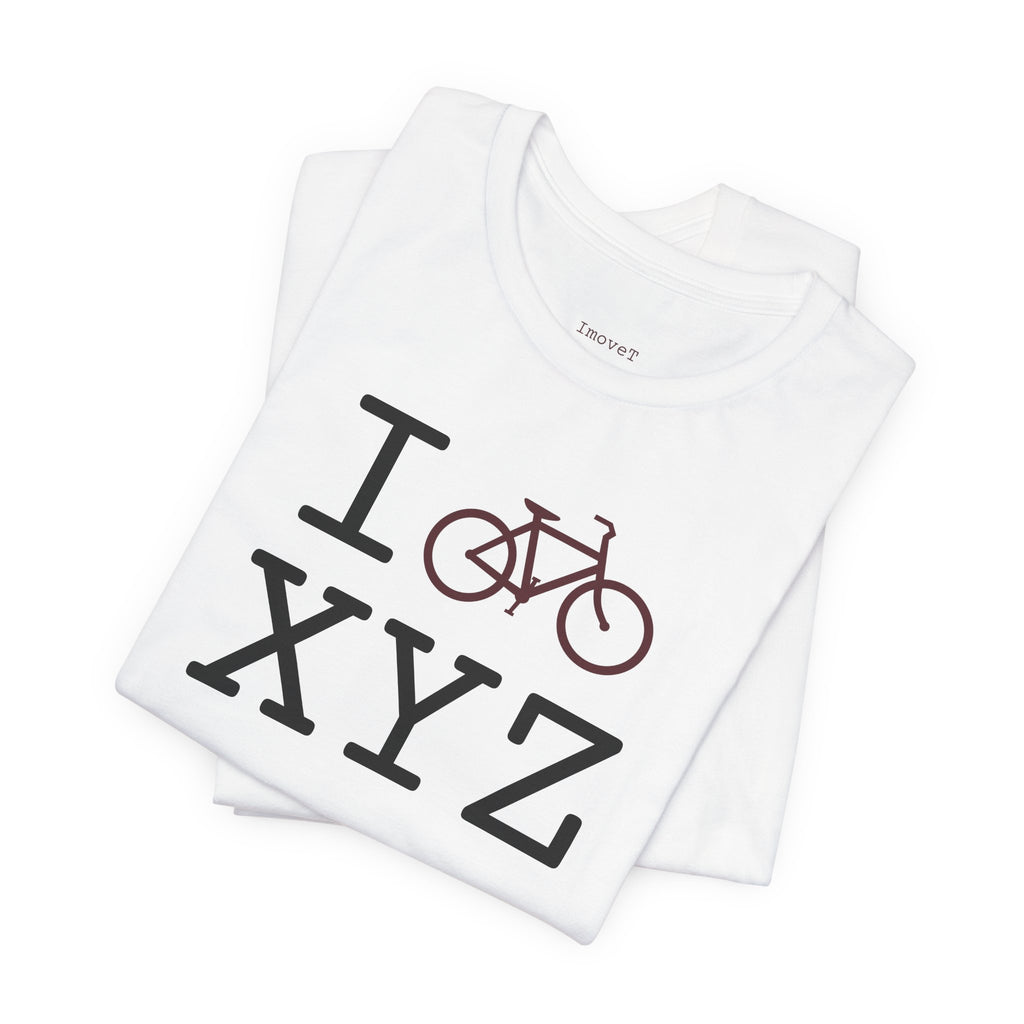 I Bike unisex T, maroon bike