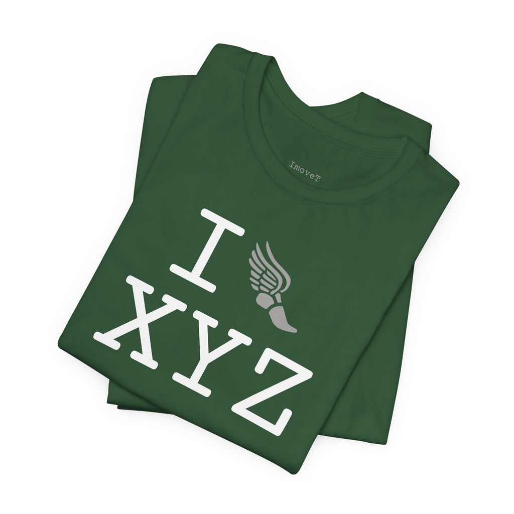 I Run unisex T, grey logo