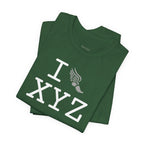 I Run unisex T, grey logo