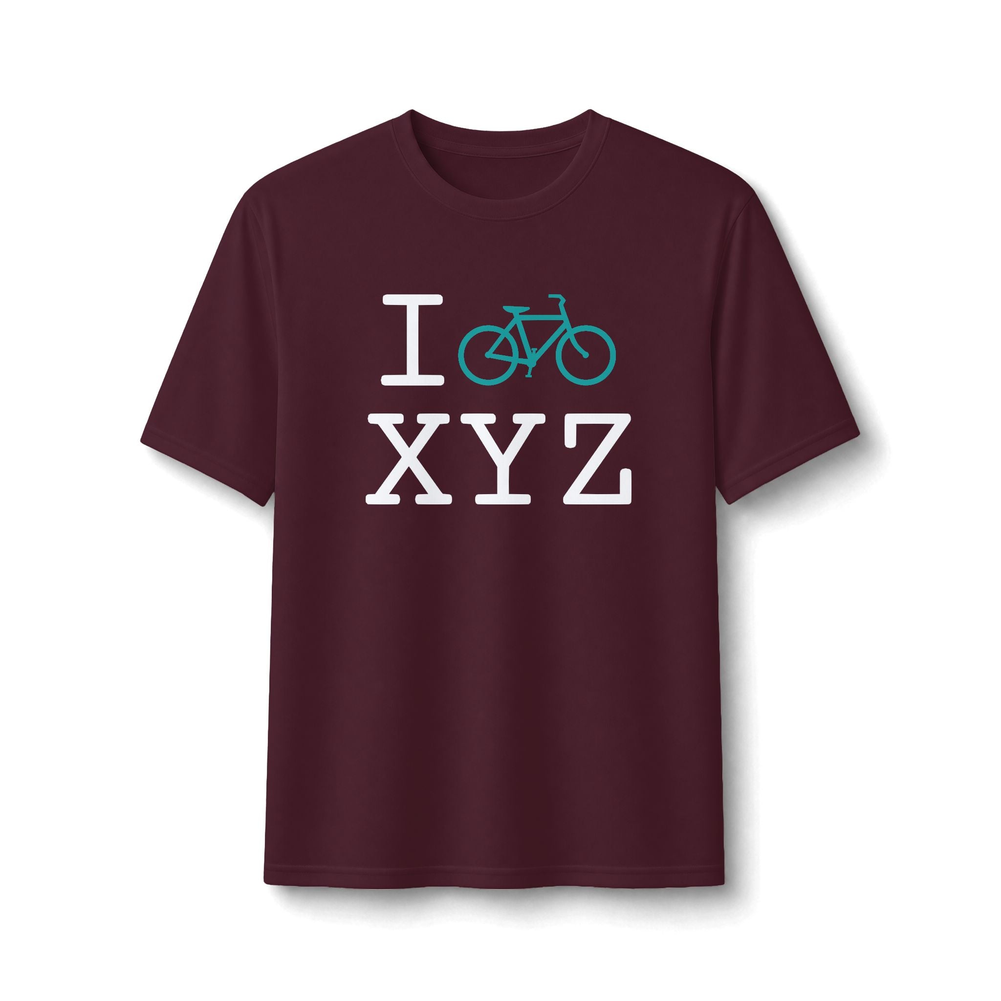 "I Bike ___" athletic T, teal bike