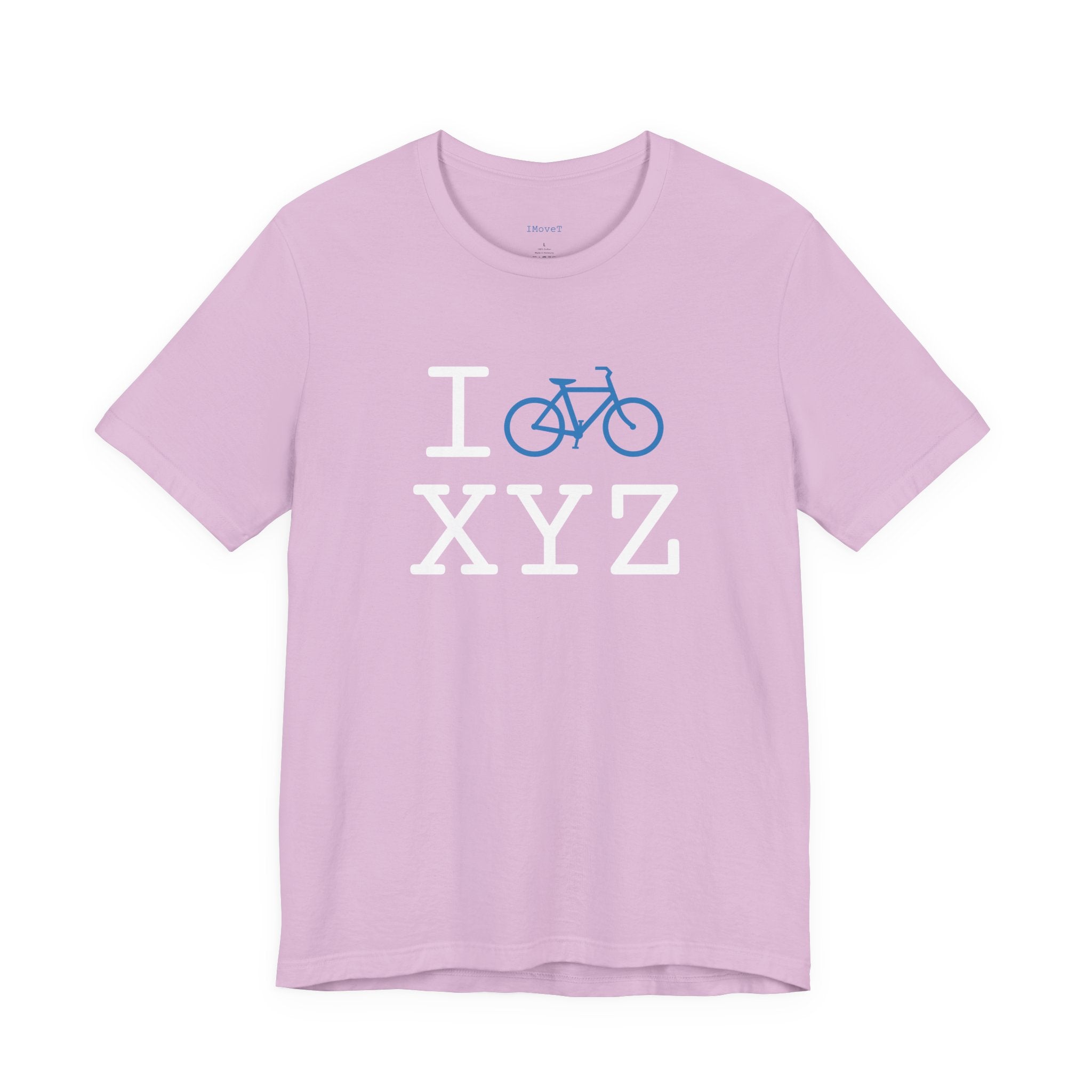 I Bike ___ unisex T, light blue bike