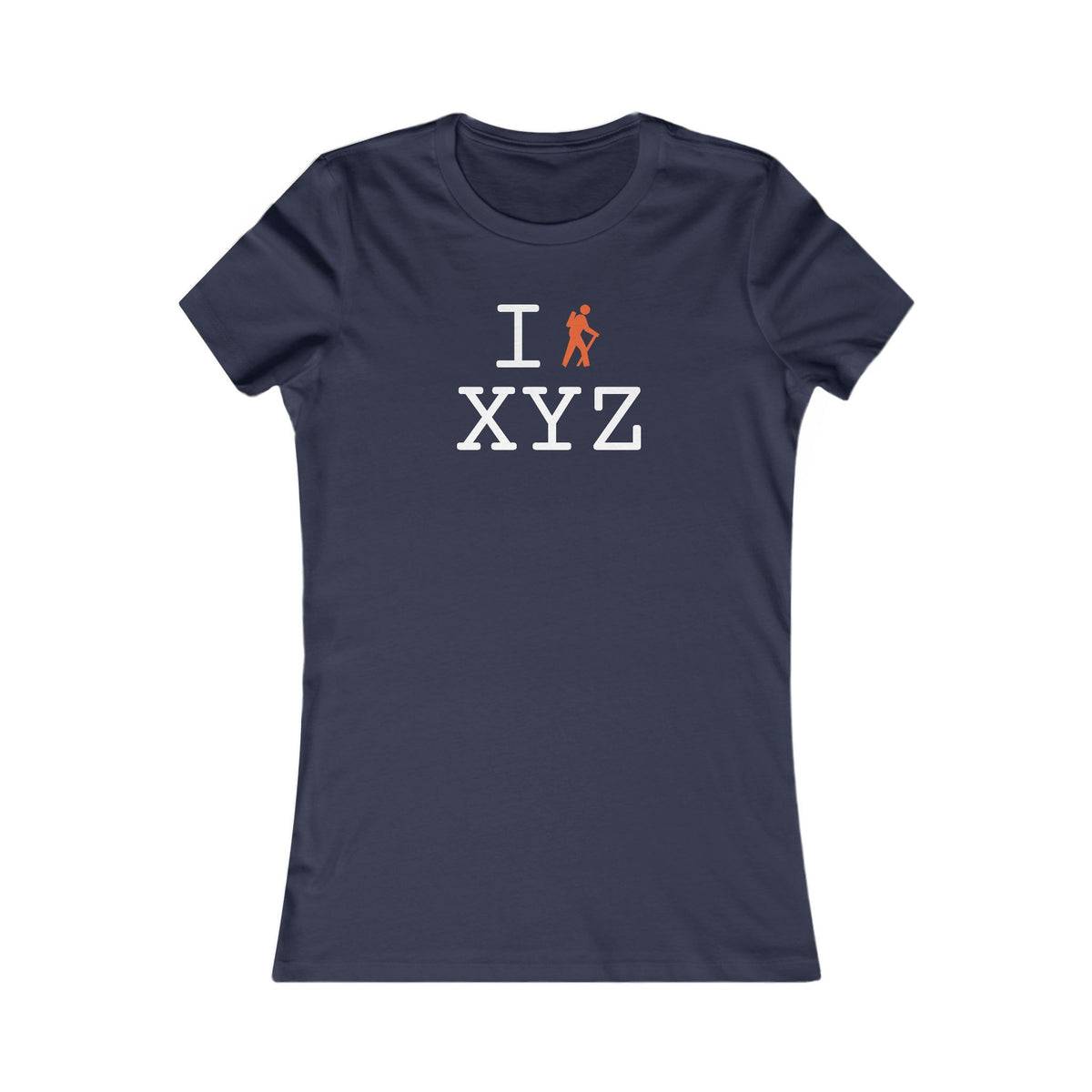 I Hike women's T, orange hiker