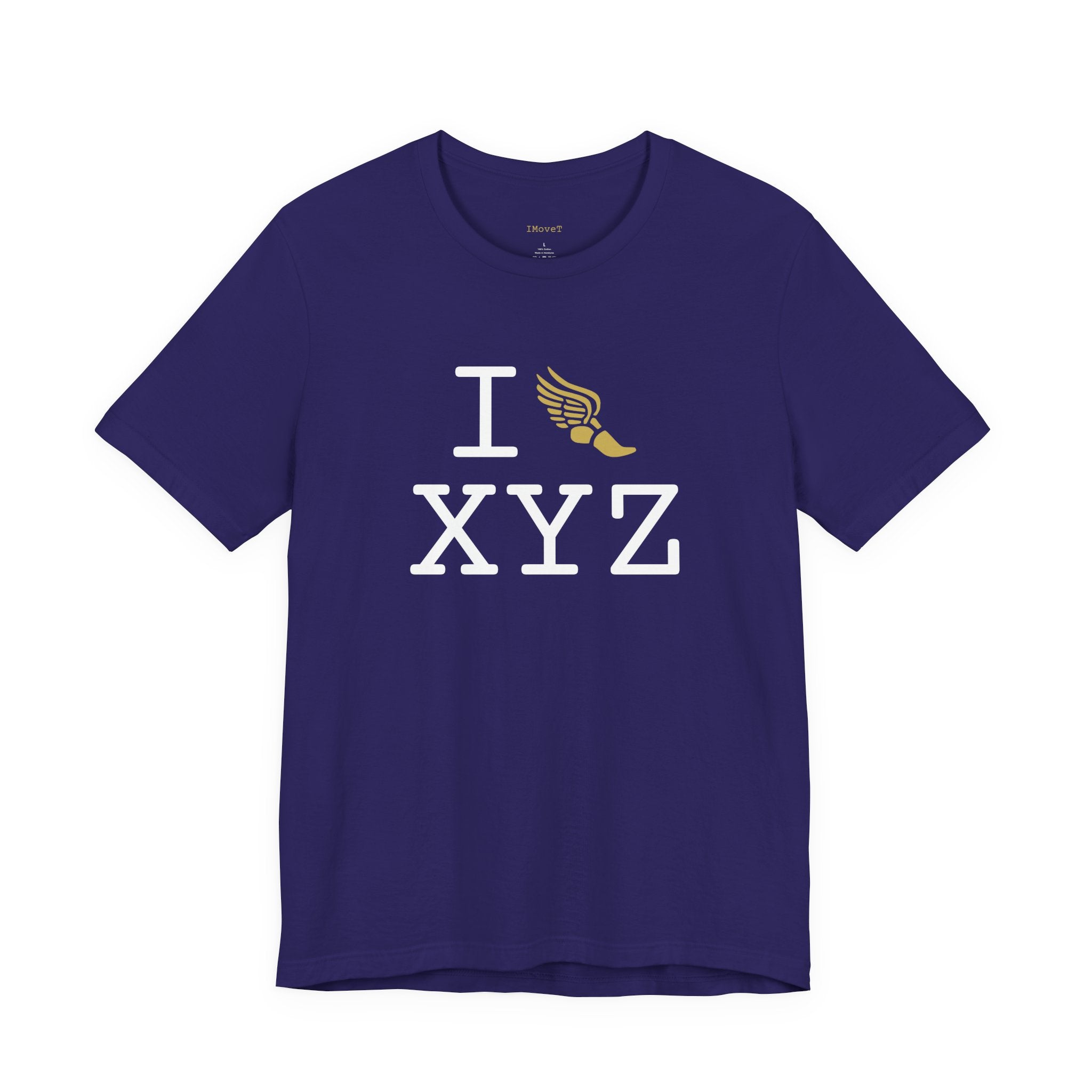 I Run ___ unisex T, gold logo