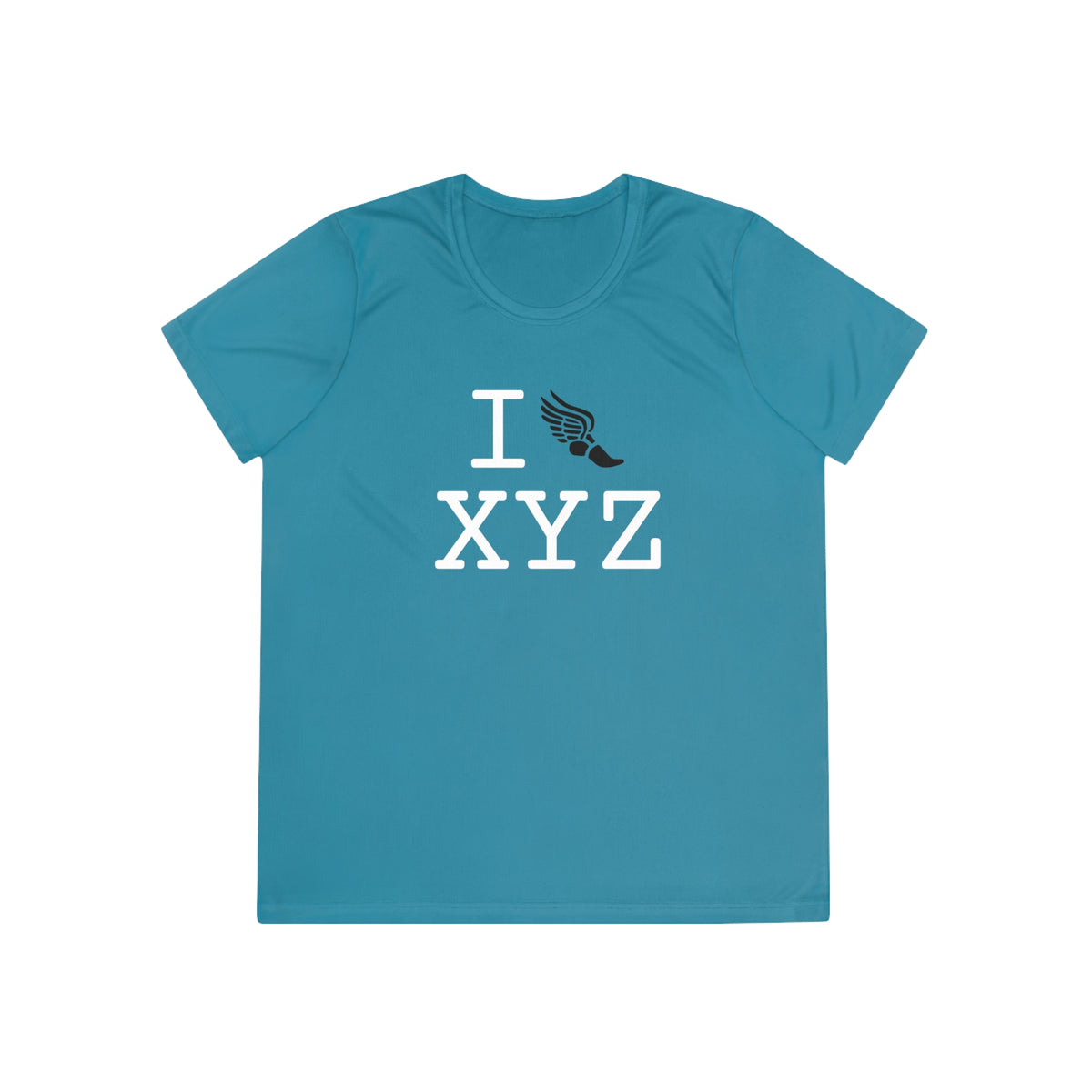I Run women's athletic T, black logo