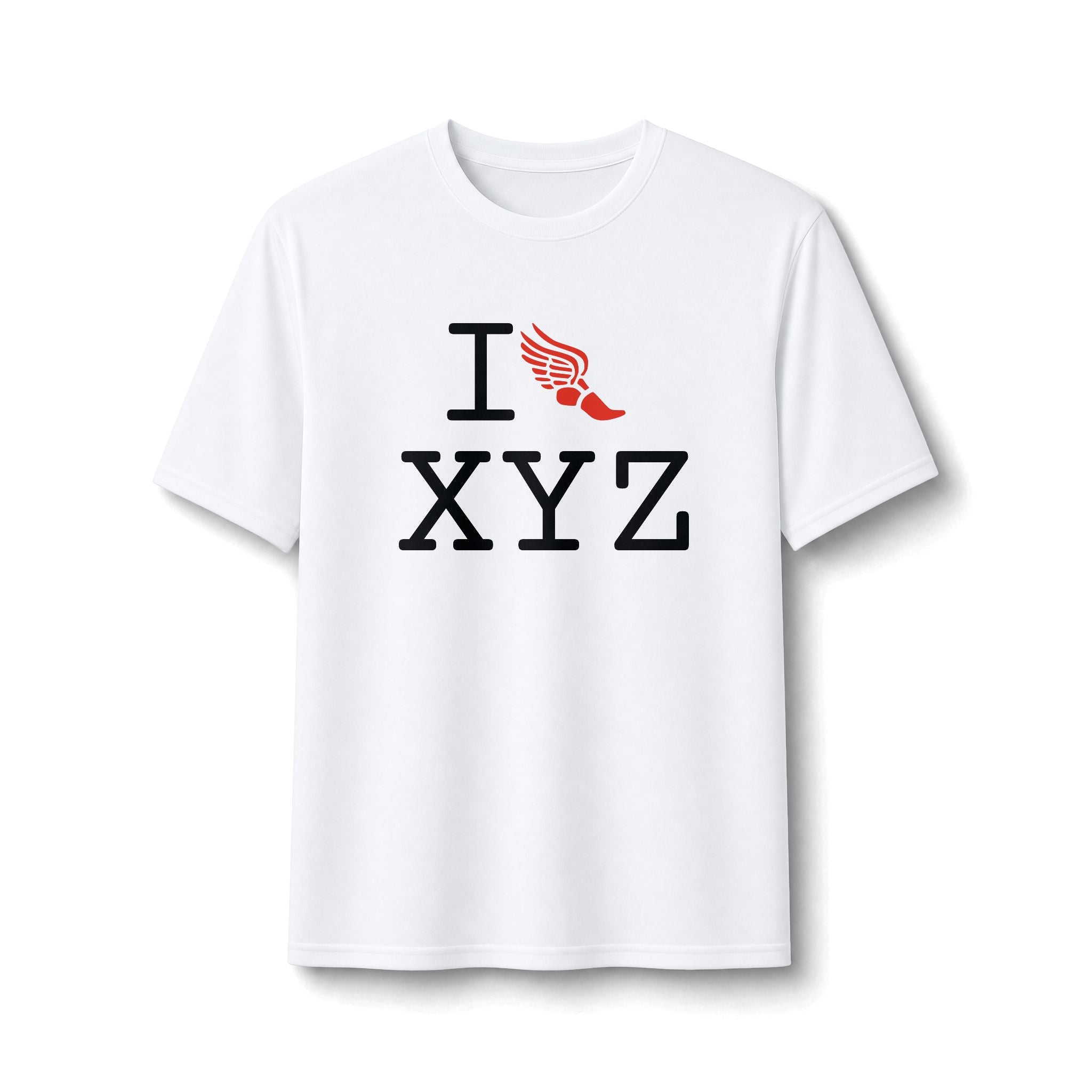 I Run ___ athletic T, red logo