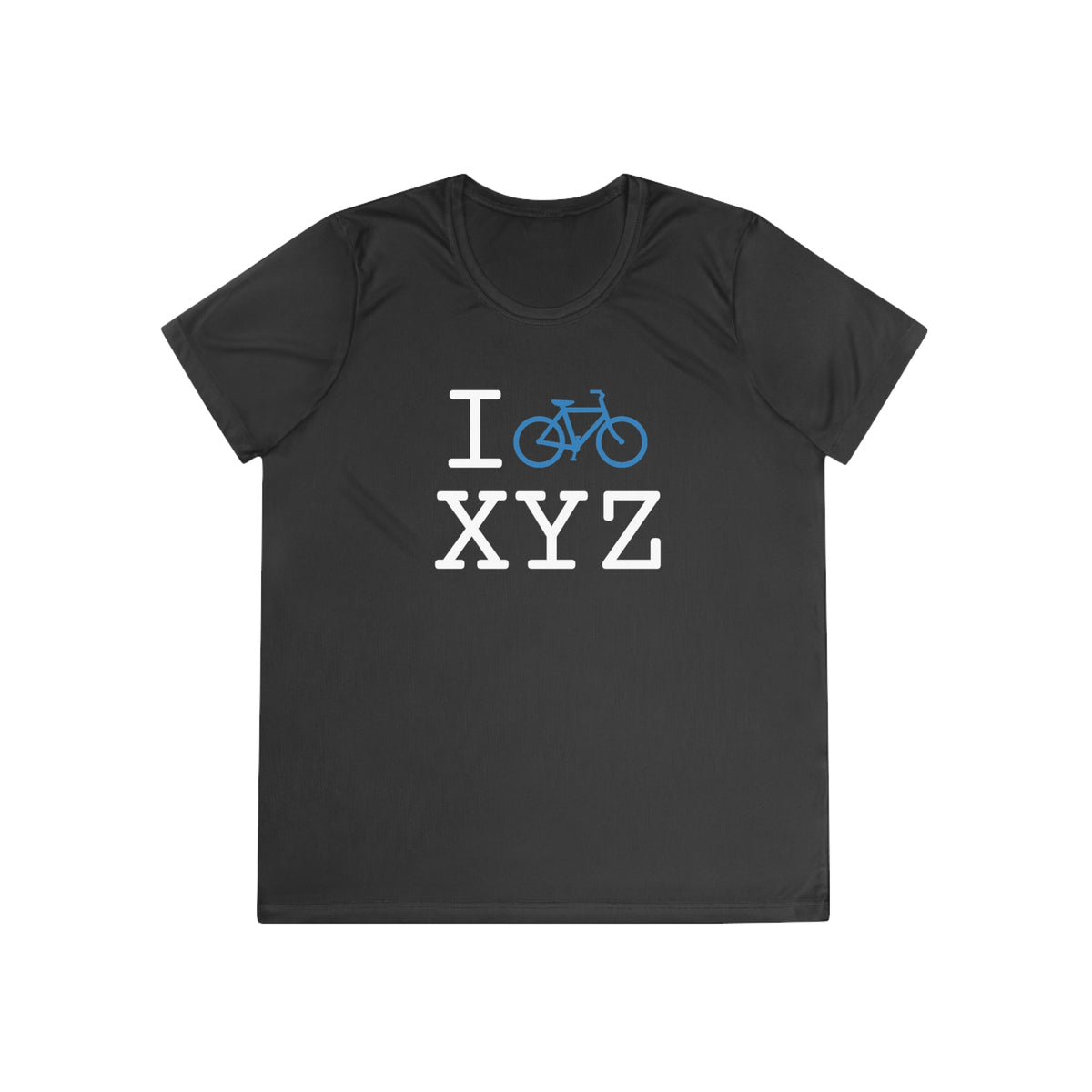 I Bike women's athletic T, light blue bike