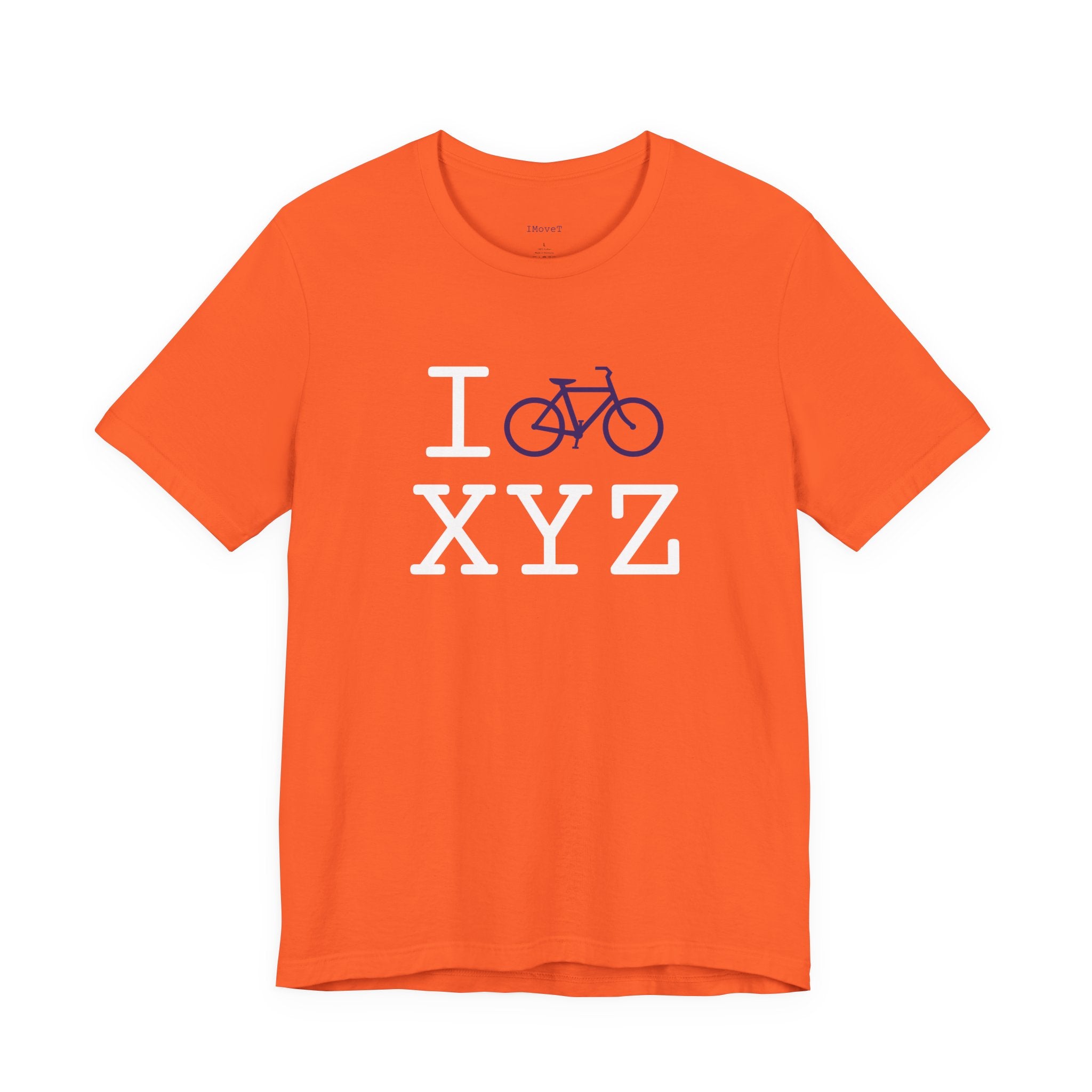 I Bike ___ unisex T, purple bike