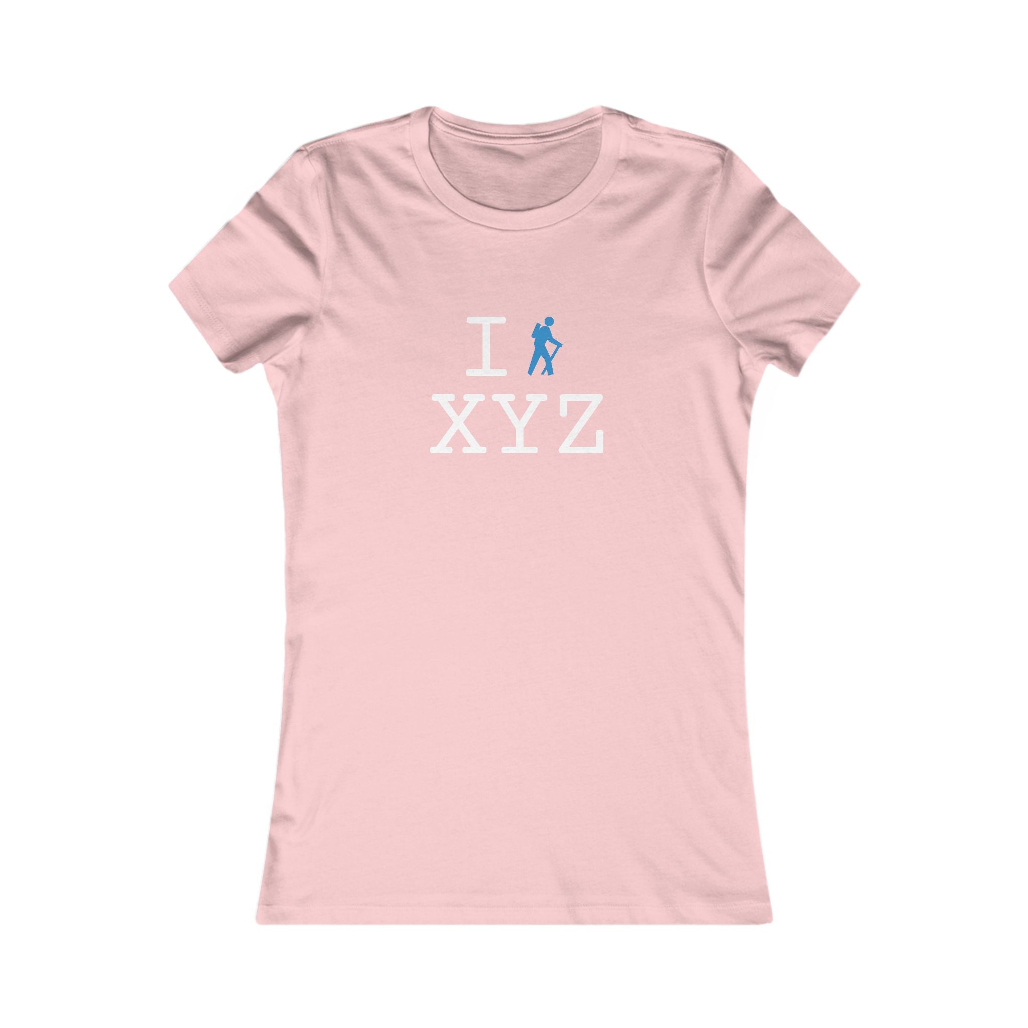 "I Hike ___" women's T, light blue hiker