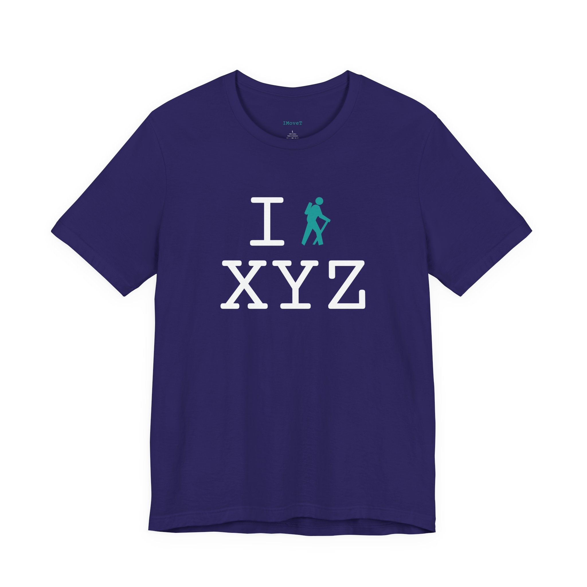 I Hike ___ unisex T, teal hiker