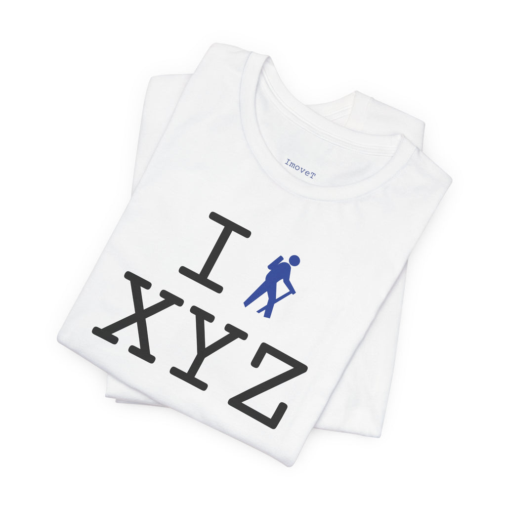 I Hike unisex T, blue hiker