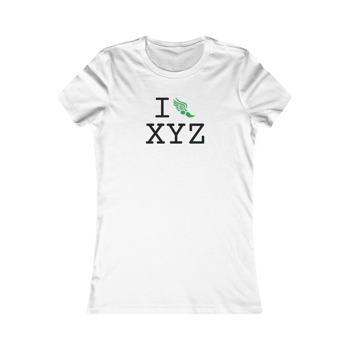 I Run women's T, green logo