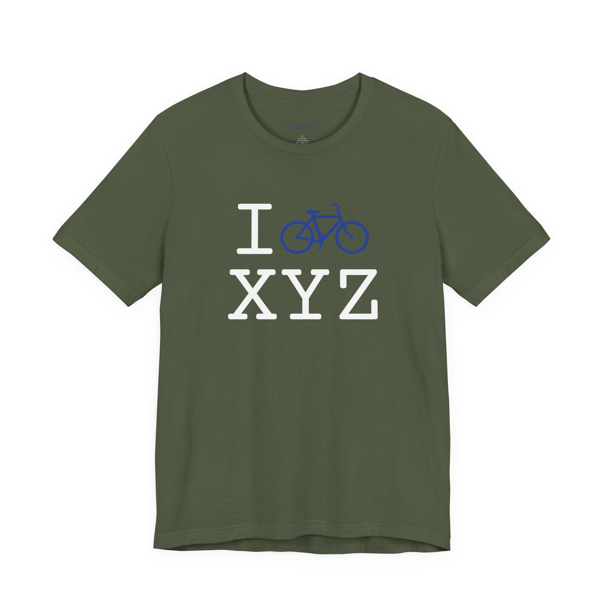 I Bike ___ unisex T, blue bike