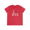 I Run women's athletic T, purple logo