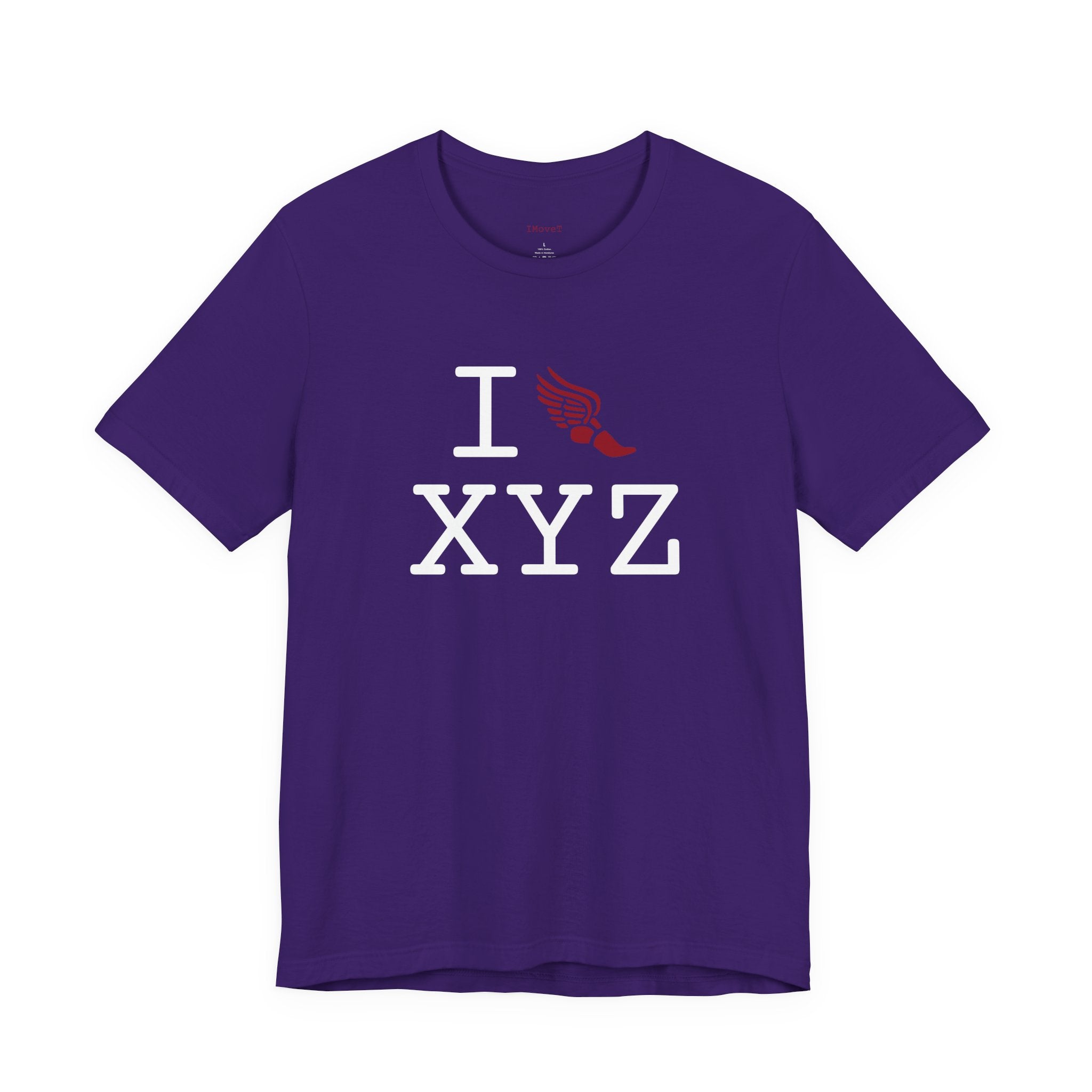 I Run ___ unisex T, crimson logo