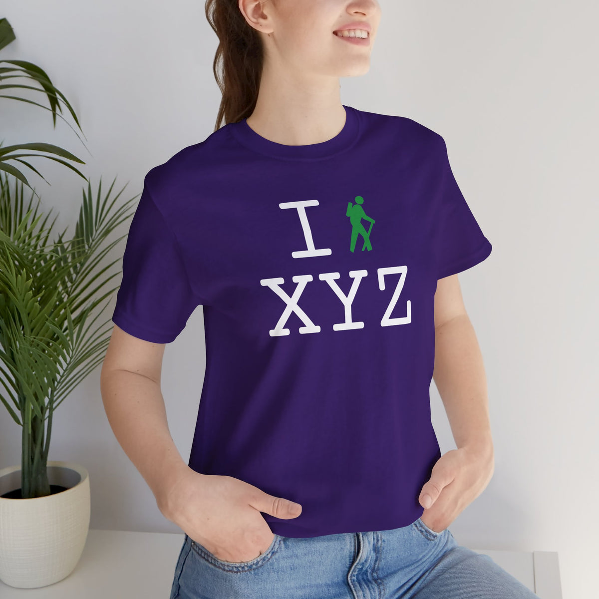 I Hike unisex T, green hiker