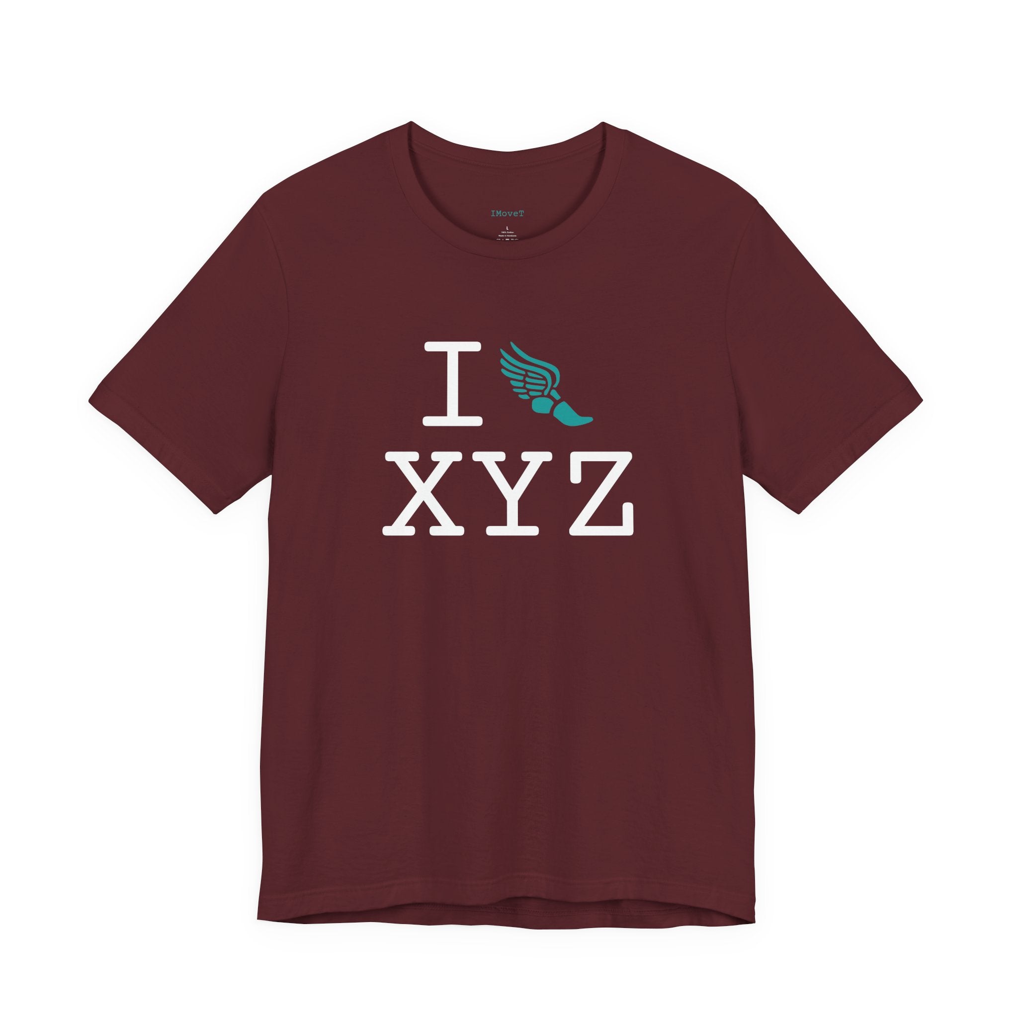 I Run ___ unisex T, teal logo