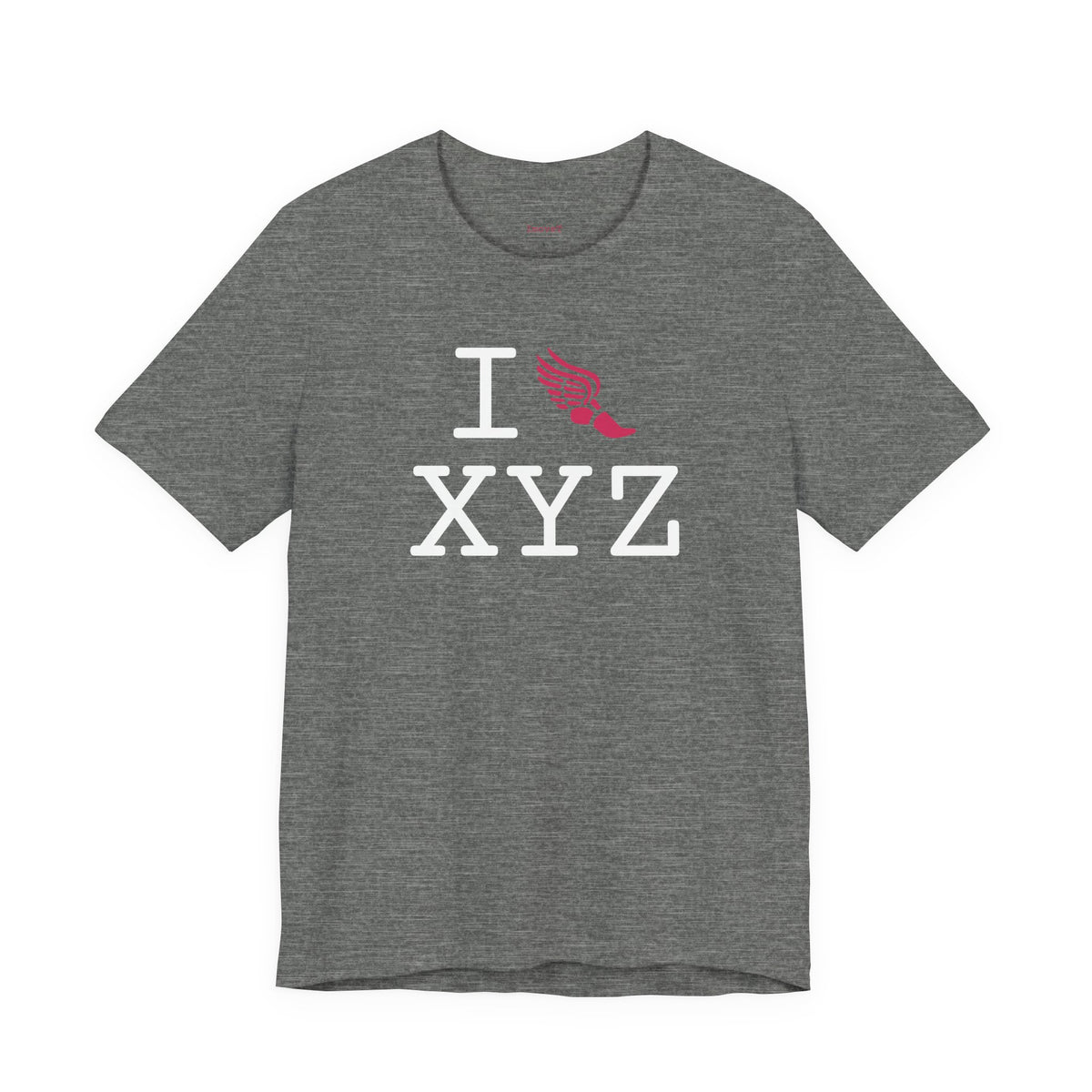 I Run unisex T, hot pink logo