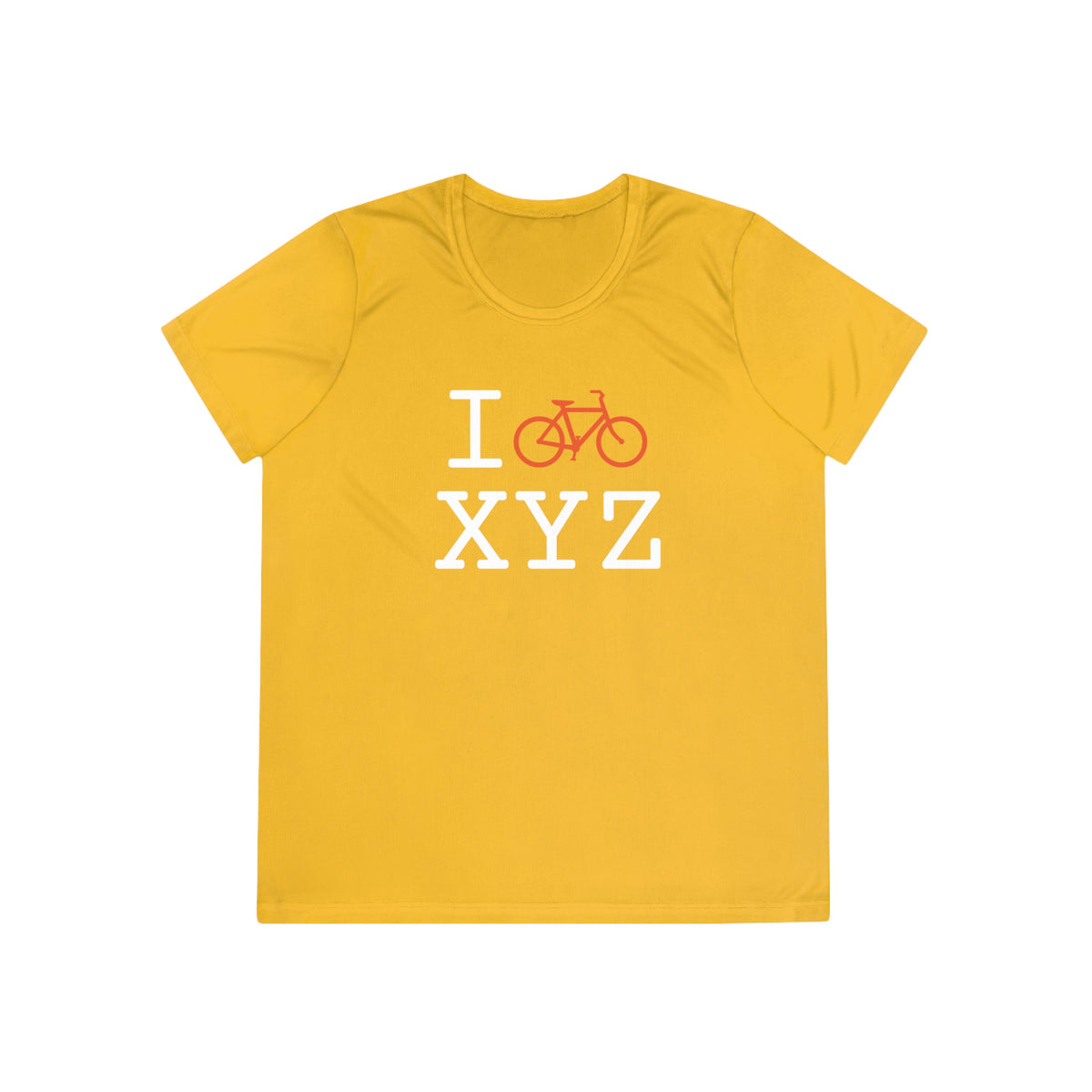 I Bike women's athletic T, orange bike