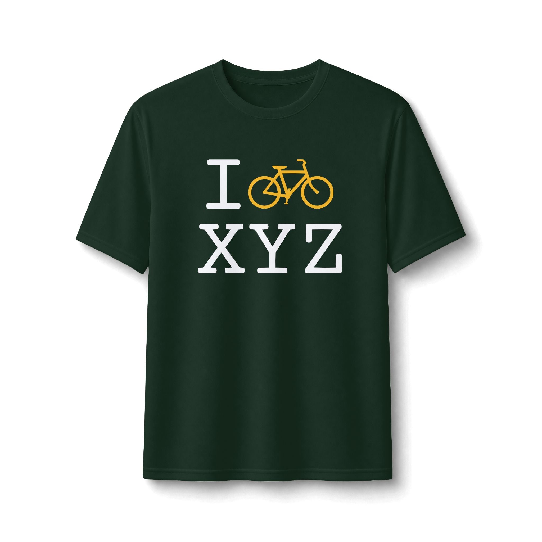 "I Bike ___" athletic T, yellow bike
