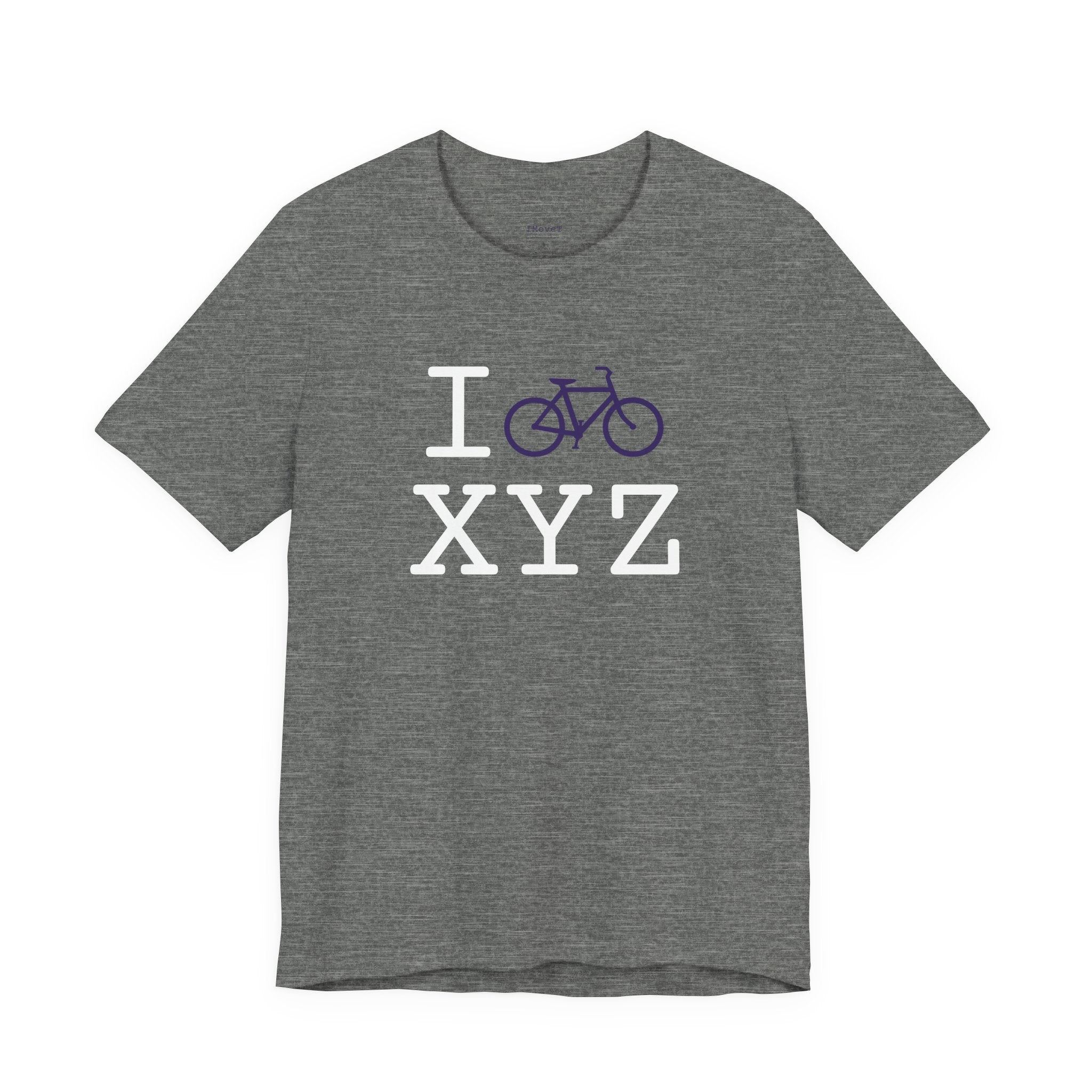 I Bike ___ unisex T, purple bike