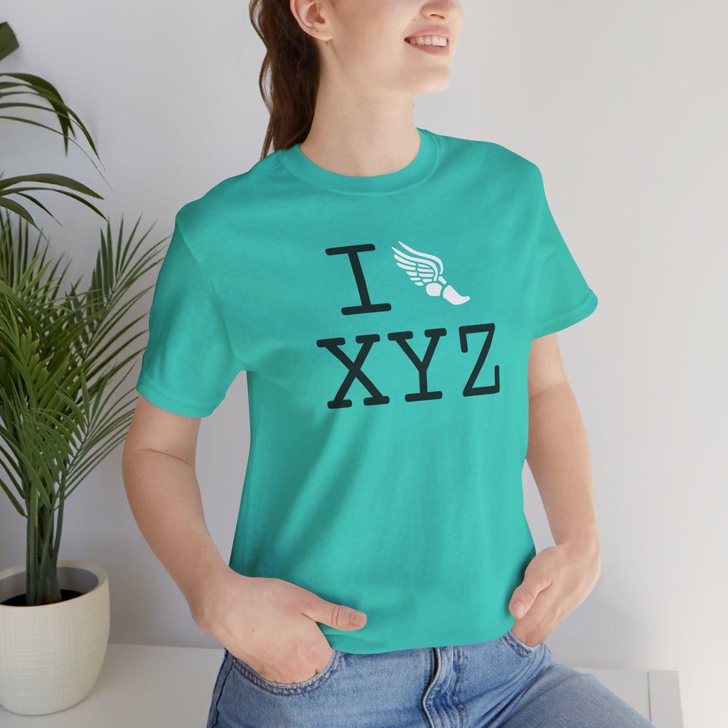 I Run unisex T, white logo