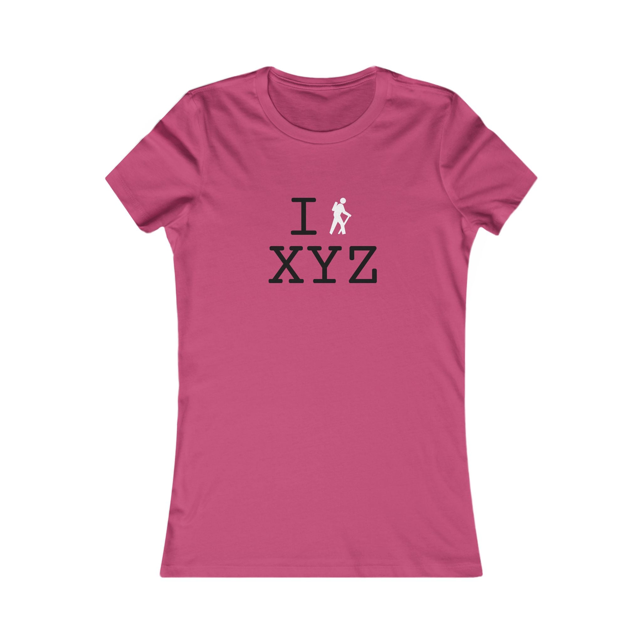 "I Hike ___" women's T, white hiker