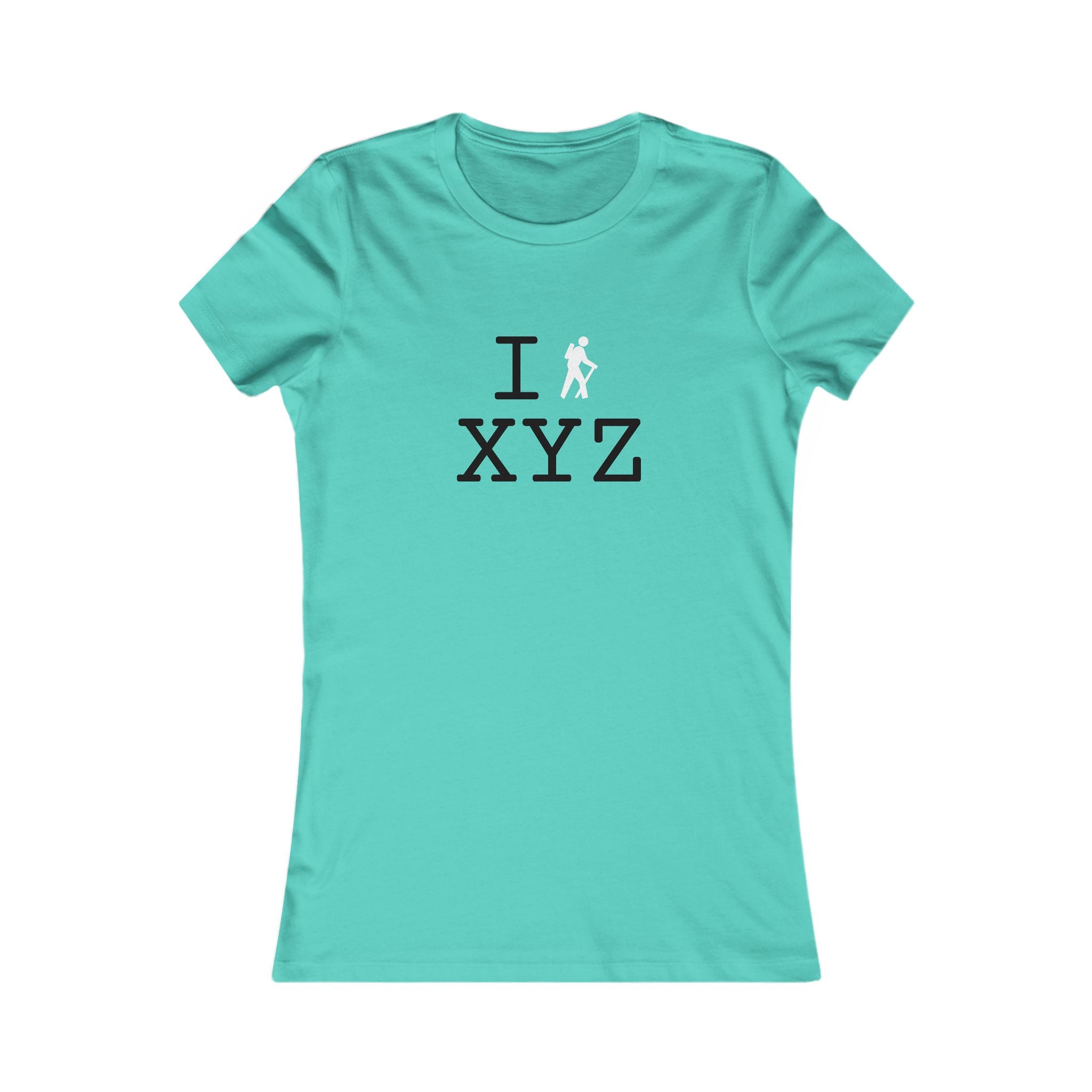 "I Hike ___" women's T, white hiker