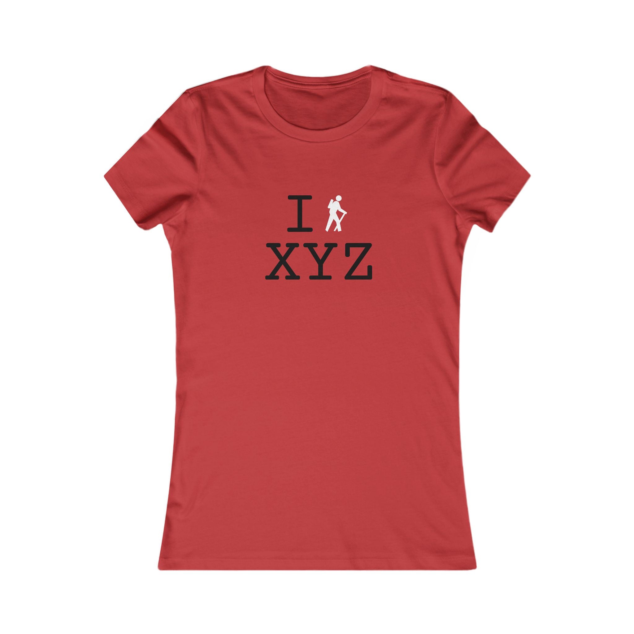 "I Hike ___" women's T, white hiker