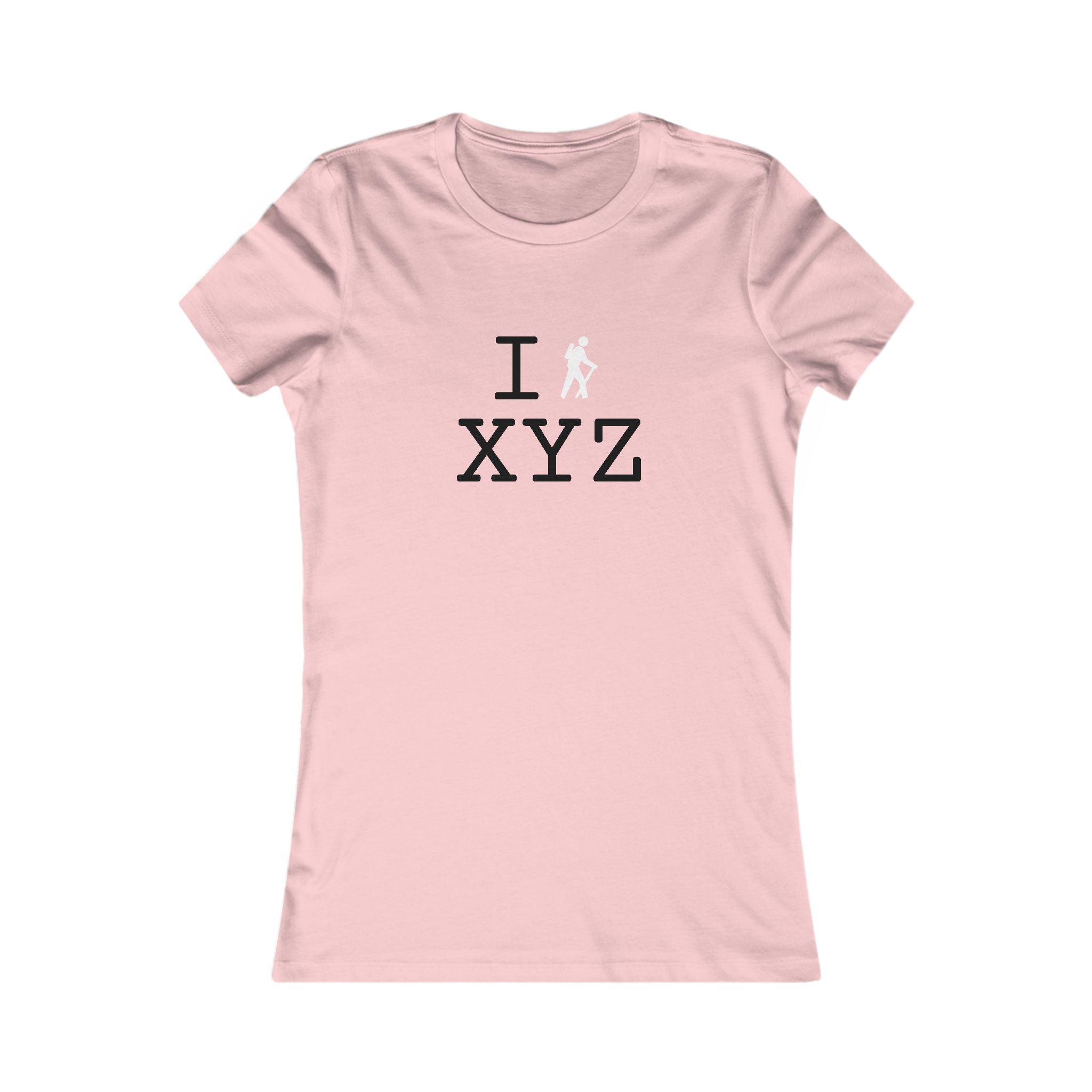 "I Hike ___" women's T, white hiker
