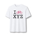 "I Bike ___" athletic T, hot pink bike