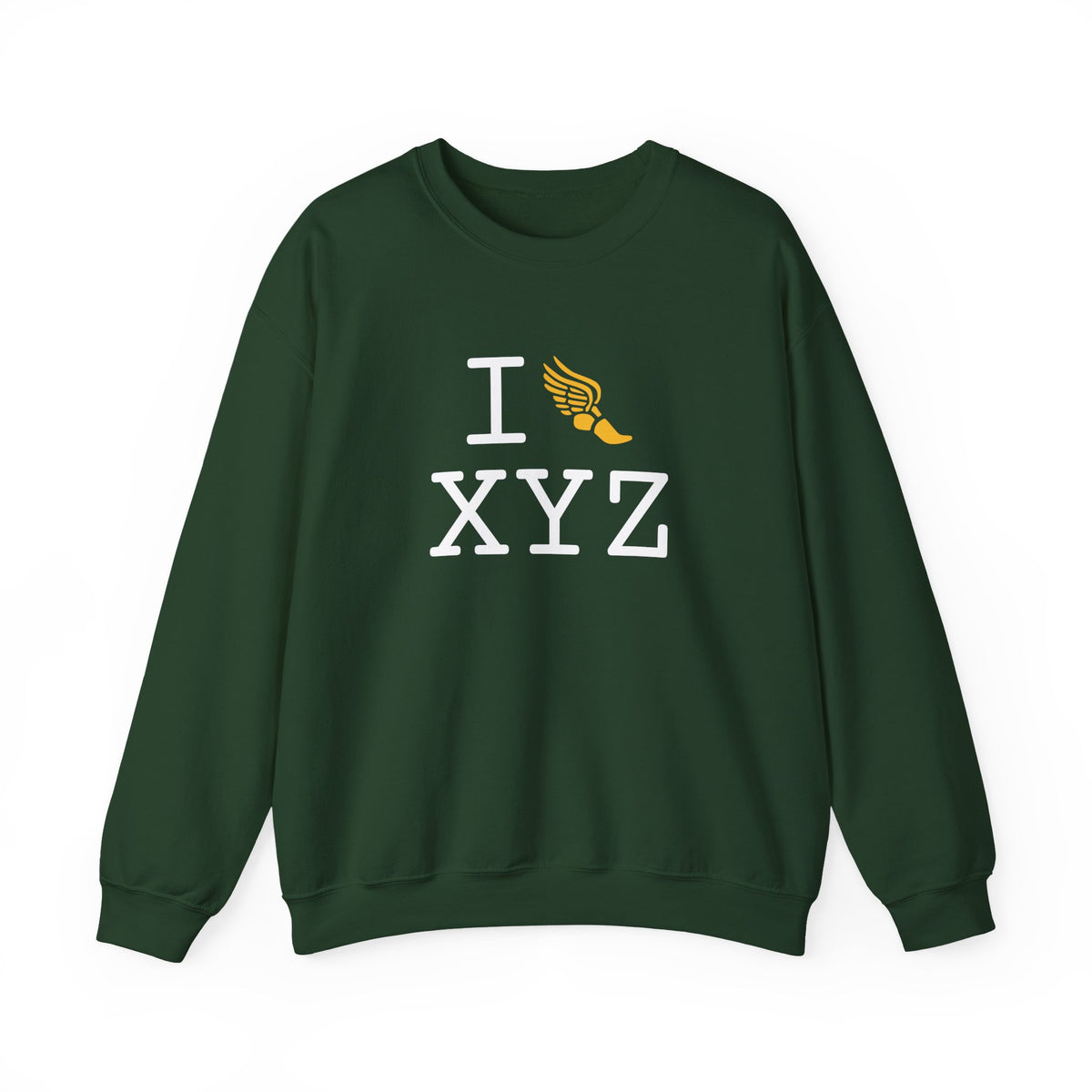 I Run sweatshirt, yellow logo