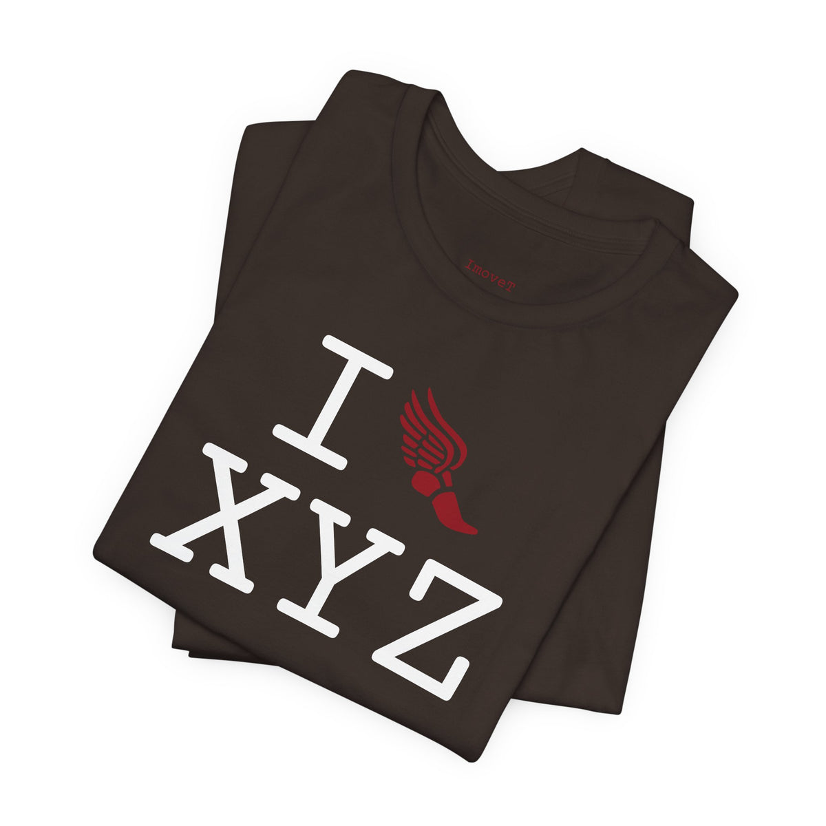 I Run unisex T, crimson logo