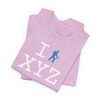 I Hike unisex T, light blue hiker