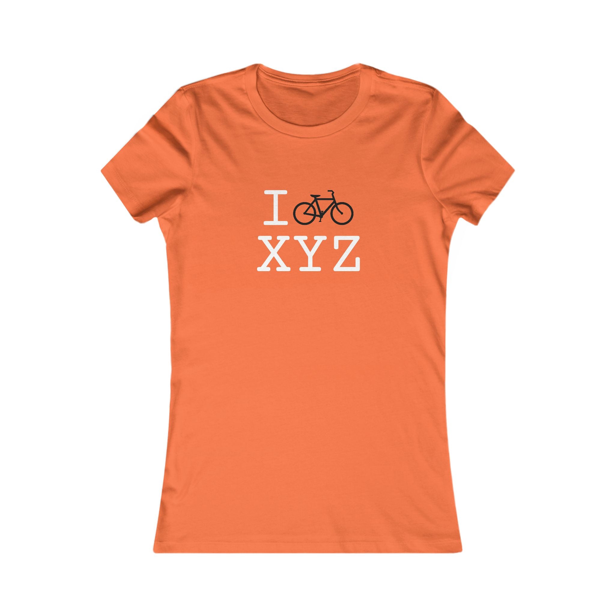 "I Bike ___" women's T, black bike