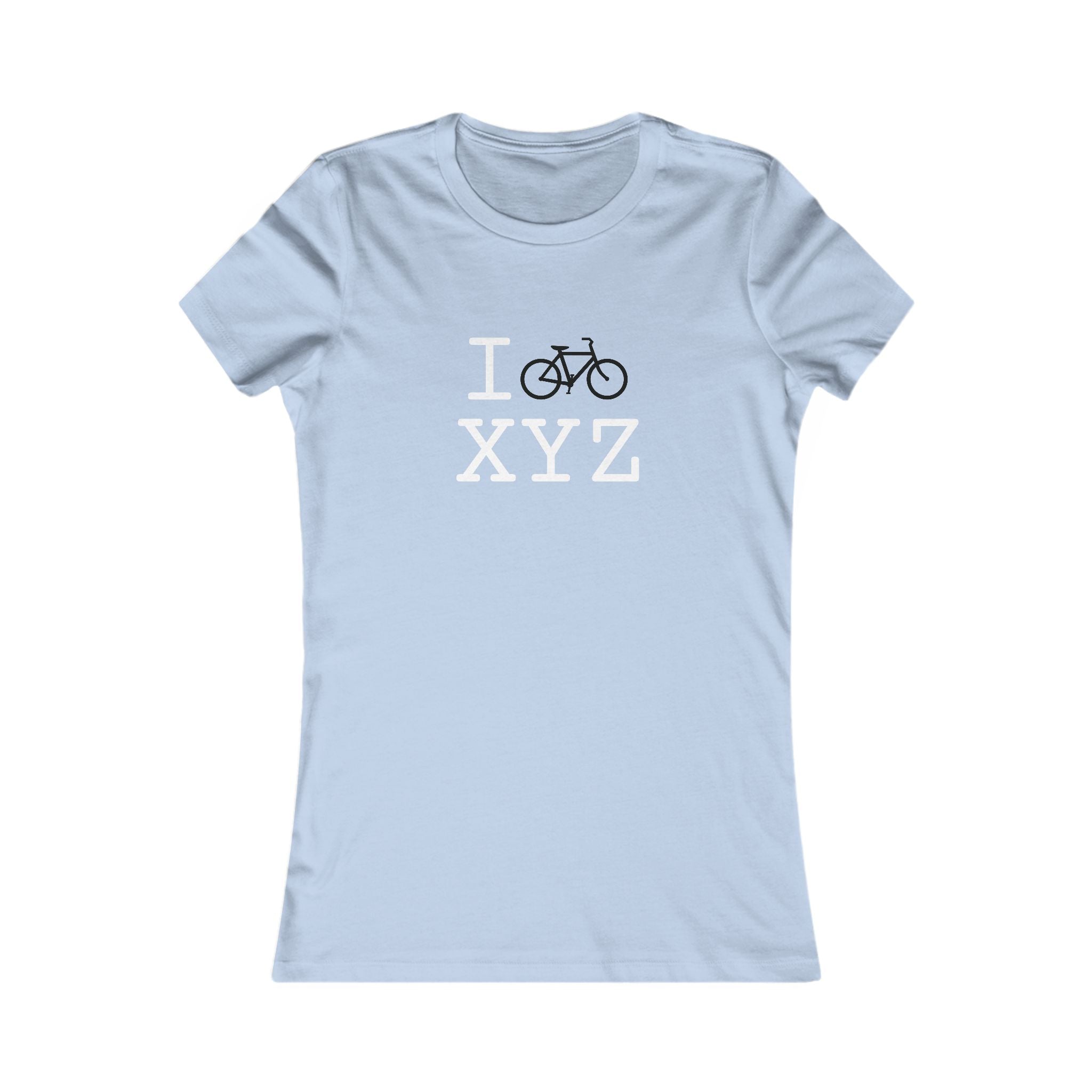 "I Bike ___" women's T, black bike