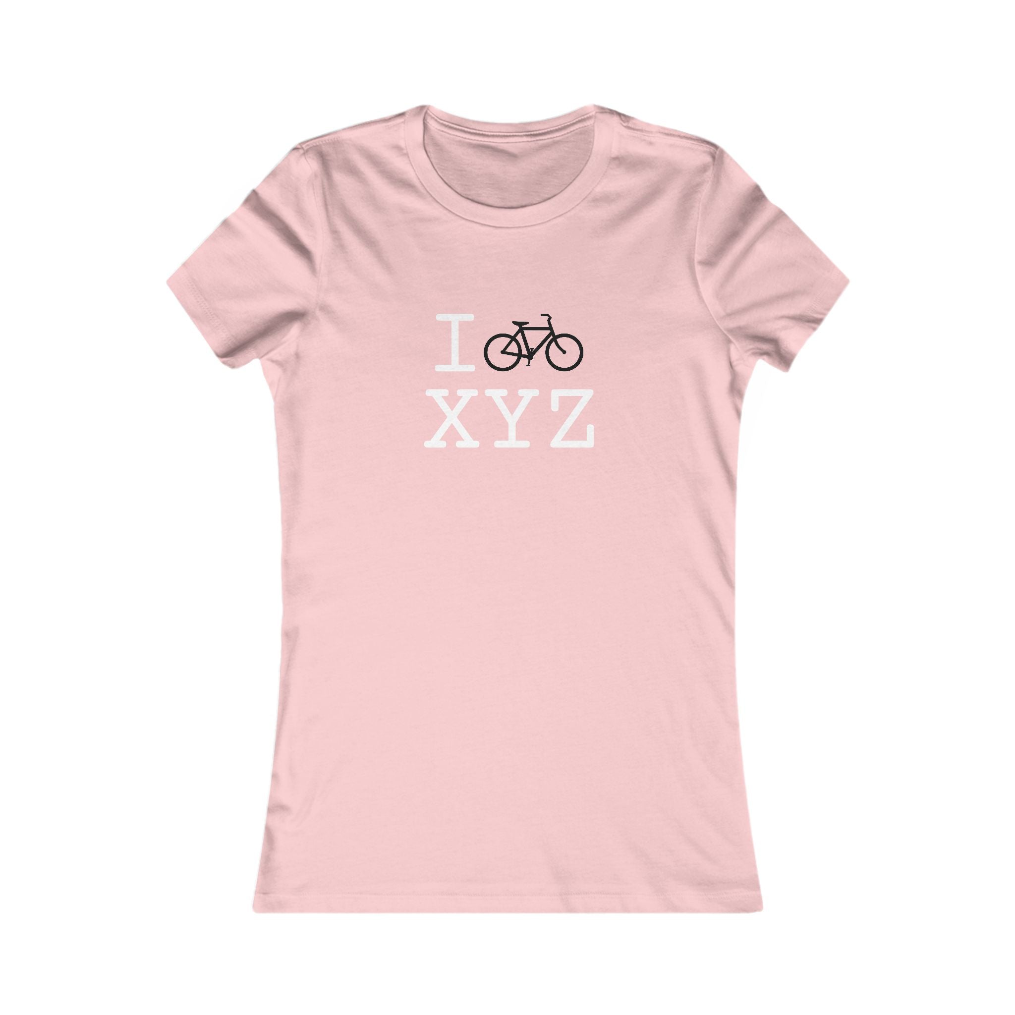 "I Bike ___" women's T, black bike