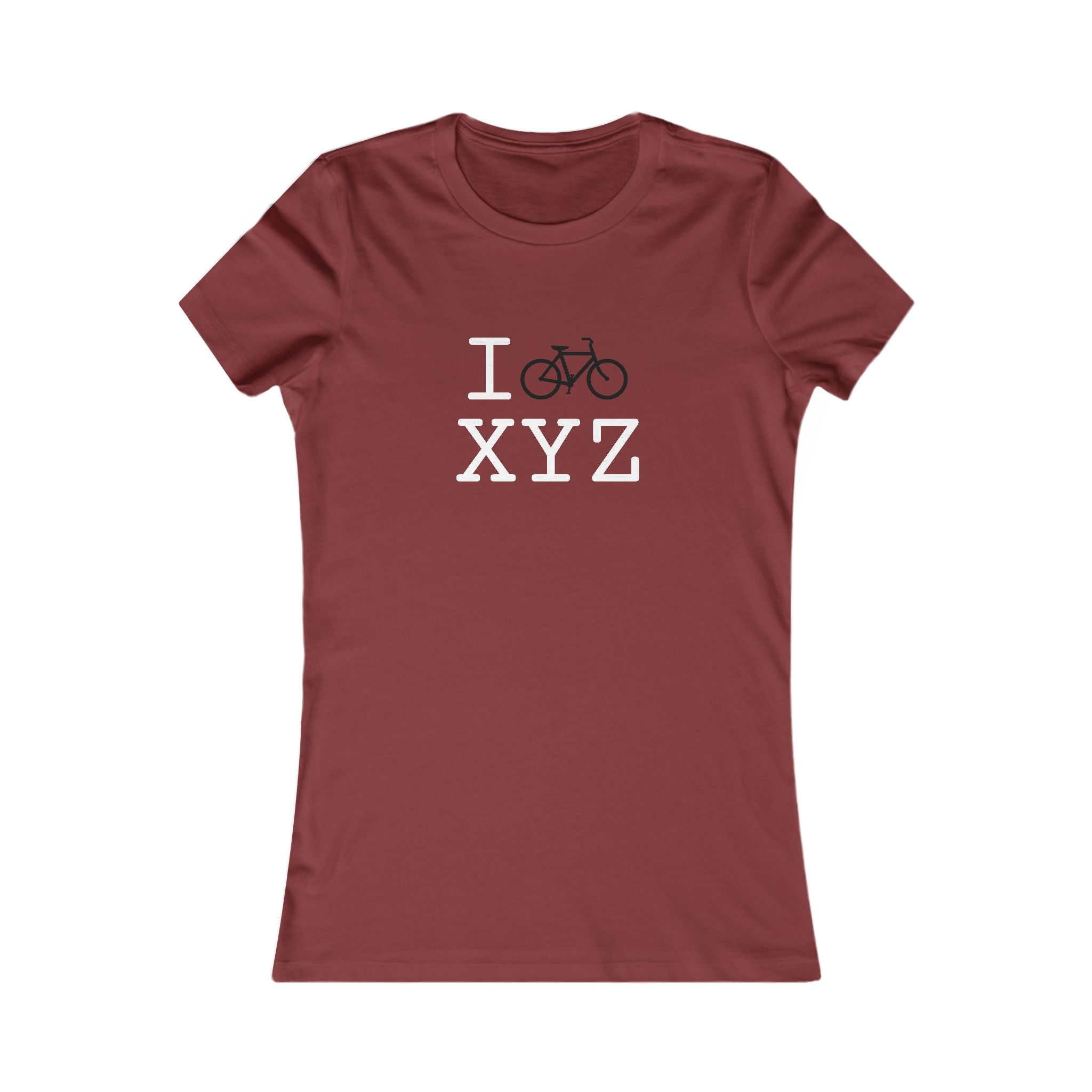 "I Bike ___" women's T, black bike
