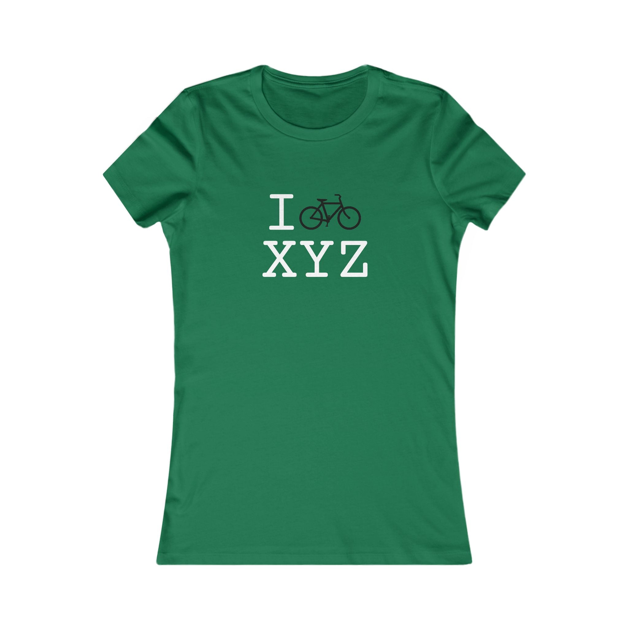 "I Bike ___" women's T, black bike