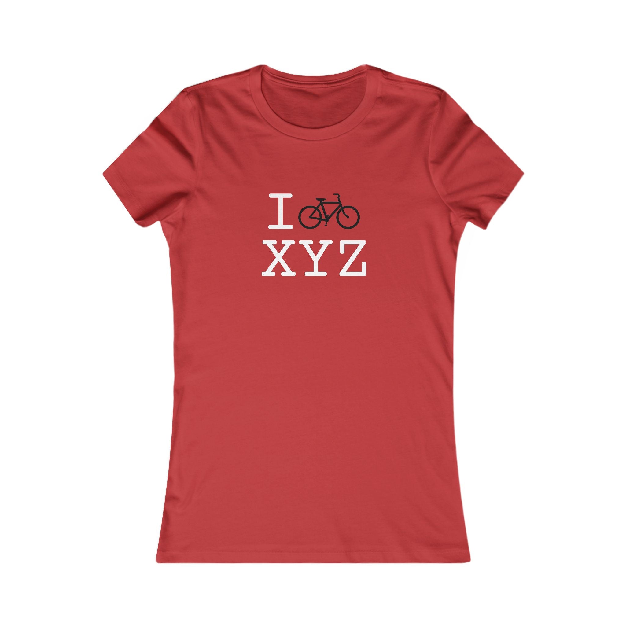 "I Bike ___" women's T, black bike