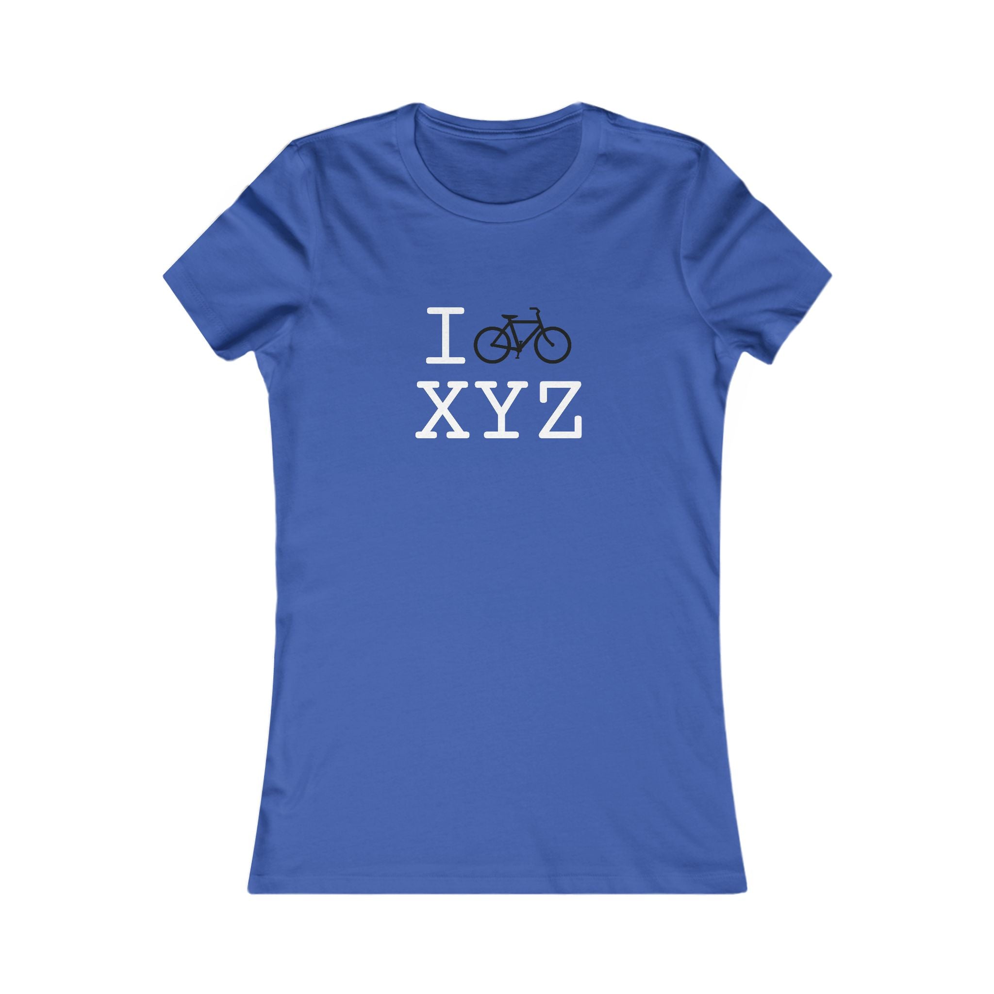 "I Bike ___" women's T, black bike