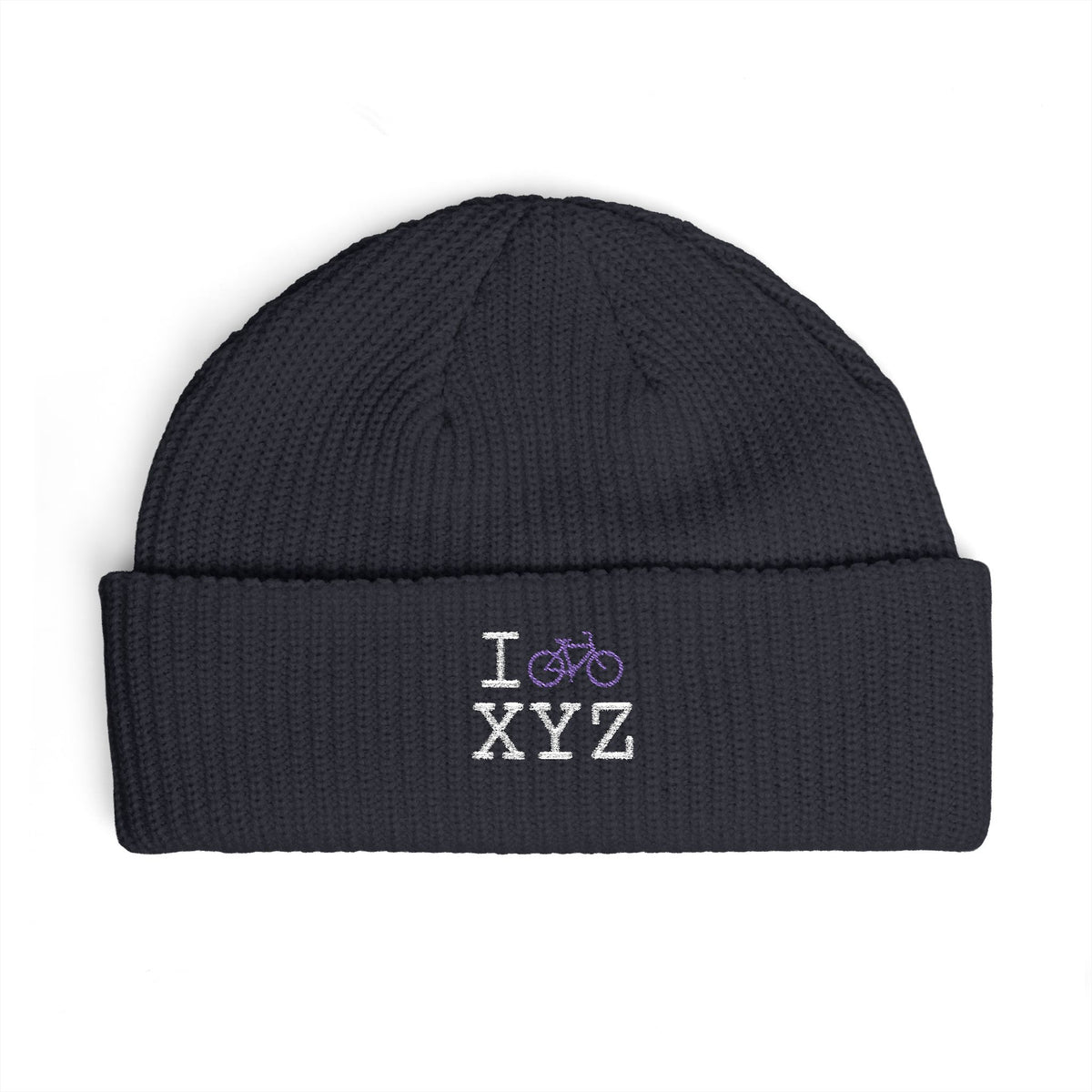 I Bike beanie, purple bike