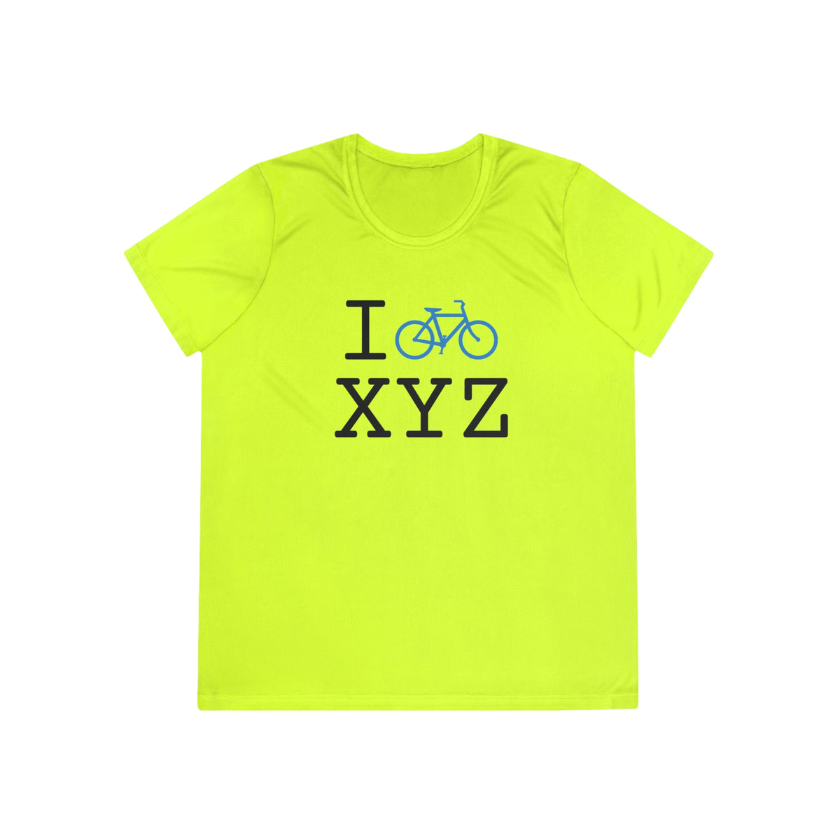 I Bike women's athletic T, light blue bike