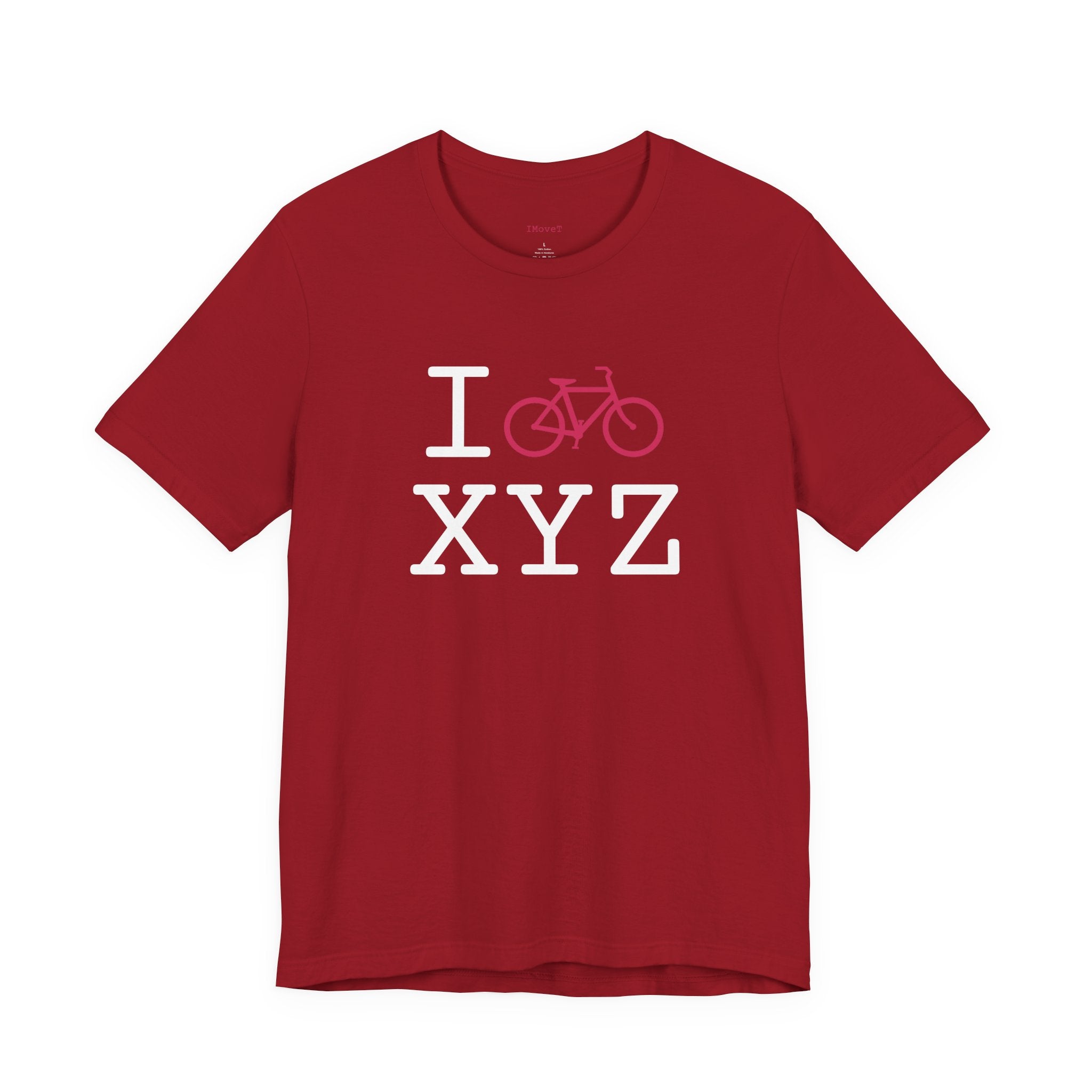I Bike ___ unisex T, hot pink bike